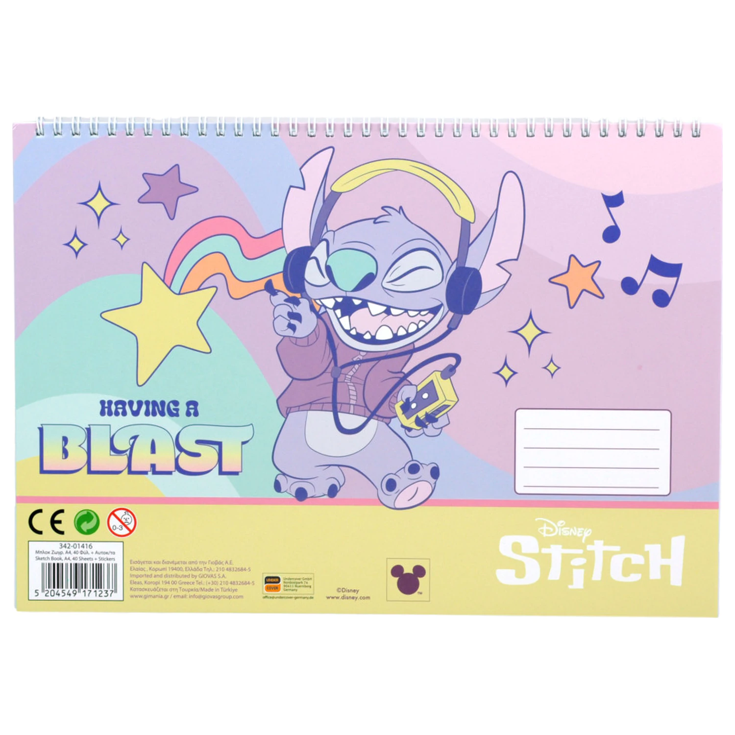 Stitch Blast A/4 Szkicownik Spiralny 40 arkuszy z naklejkami zdjęcie produktu