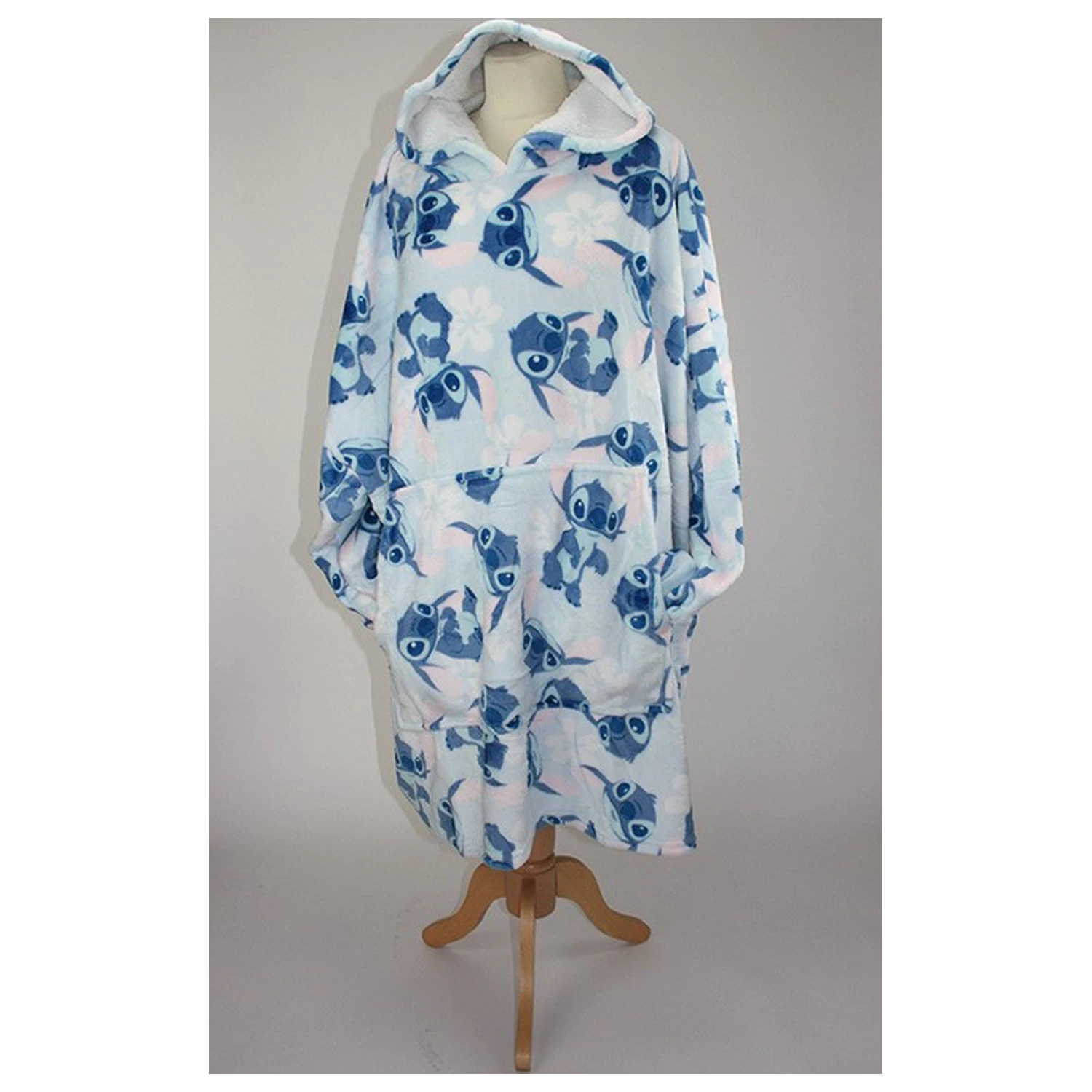 Stitch Blue Plush Fleece noszony Koc Poncho dla 7-14 lat zdjęcie produktu