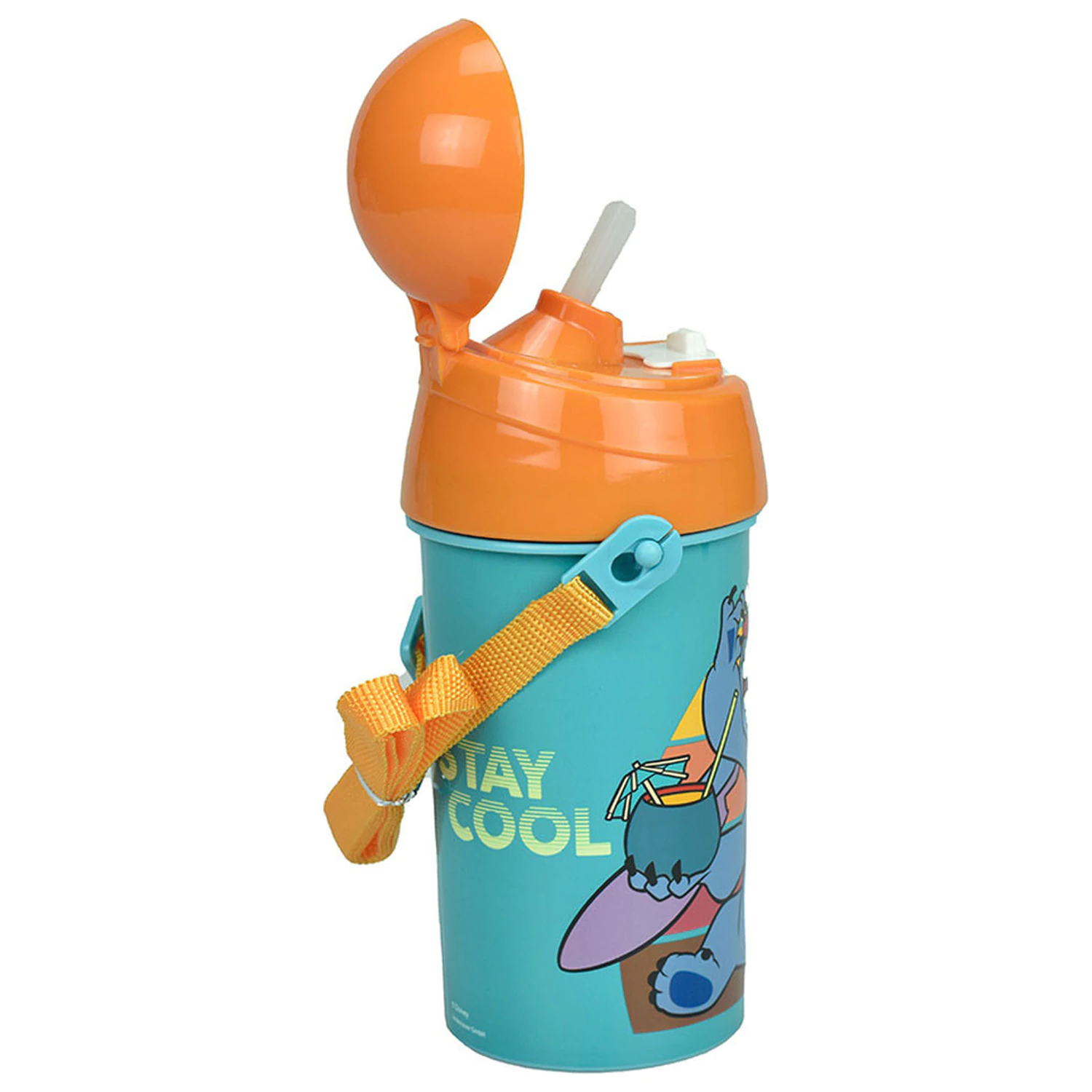 Stitch Cool plastikowa butelka na wodę ze słomką i zawieszką 500 ml zdjęcie produktu