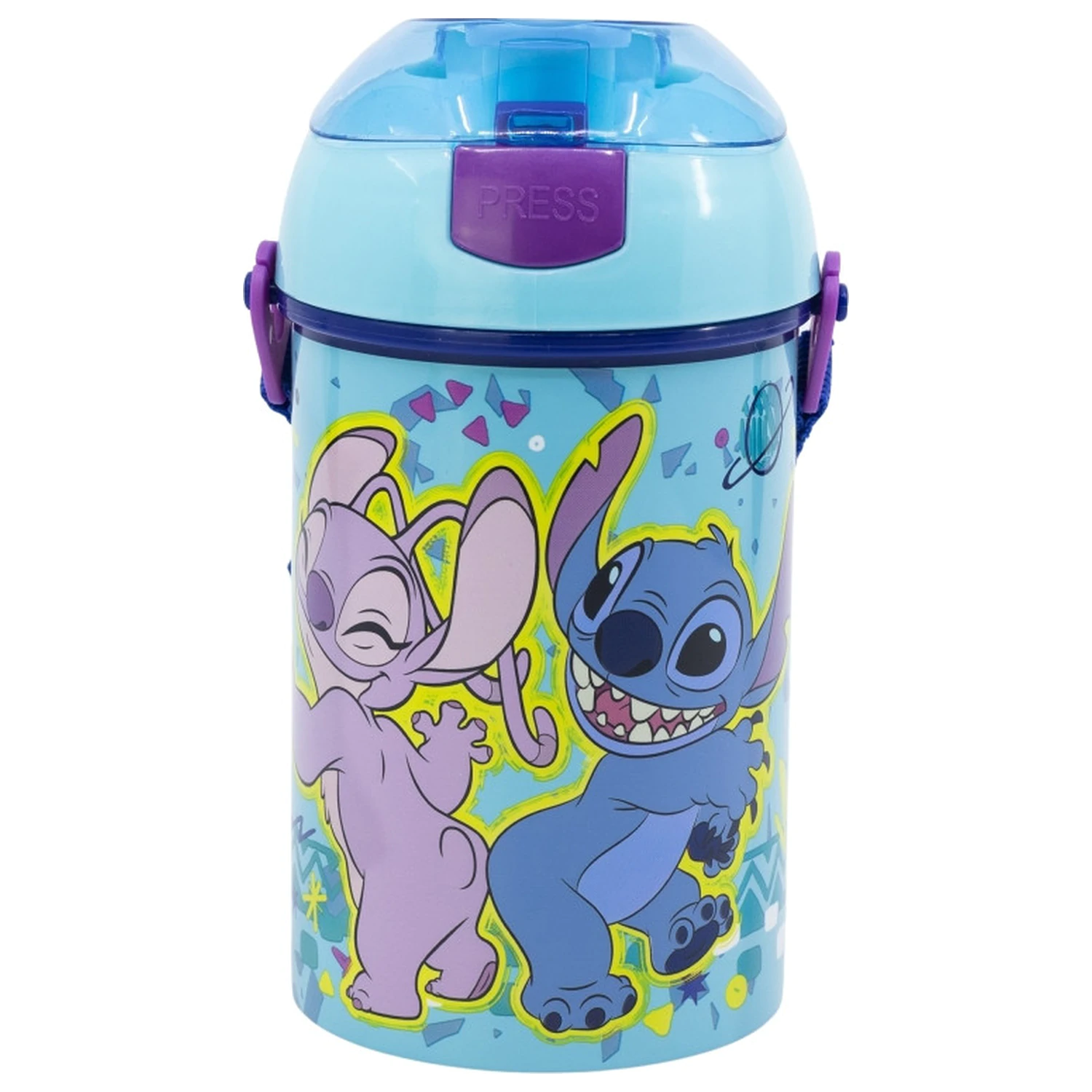 Butelka na wodę Stitch Dance z plastiku, ze słomką i zawieszką, 450 ml zdjęcie produktu