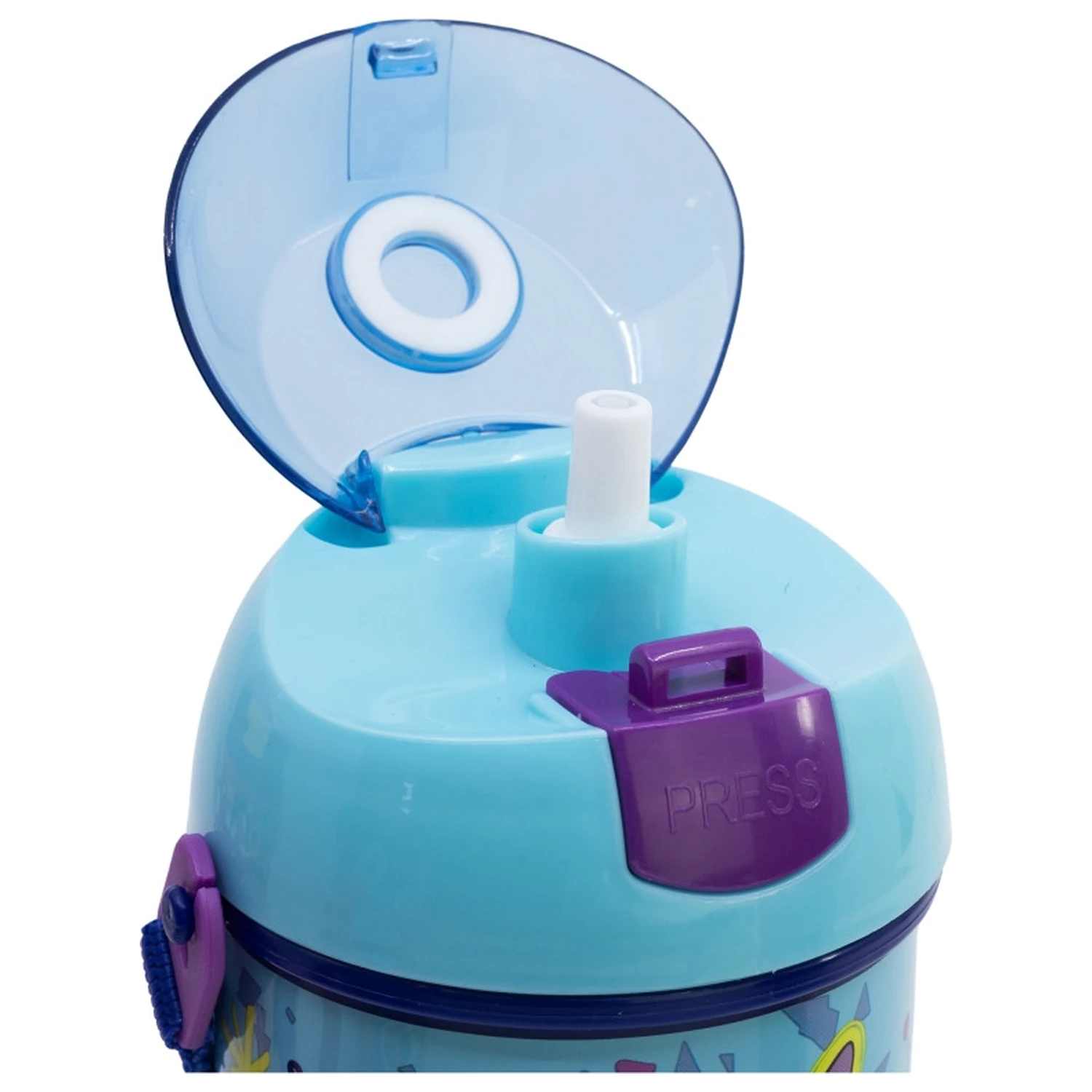 Butelka na wodę Stitch Dance z plastiku, ze słomką i zawieszką, 450 ml zdjęcie produktu