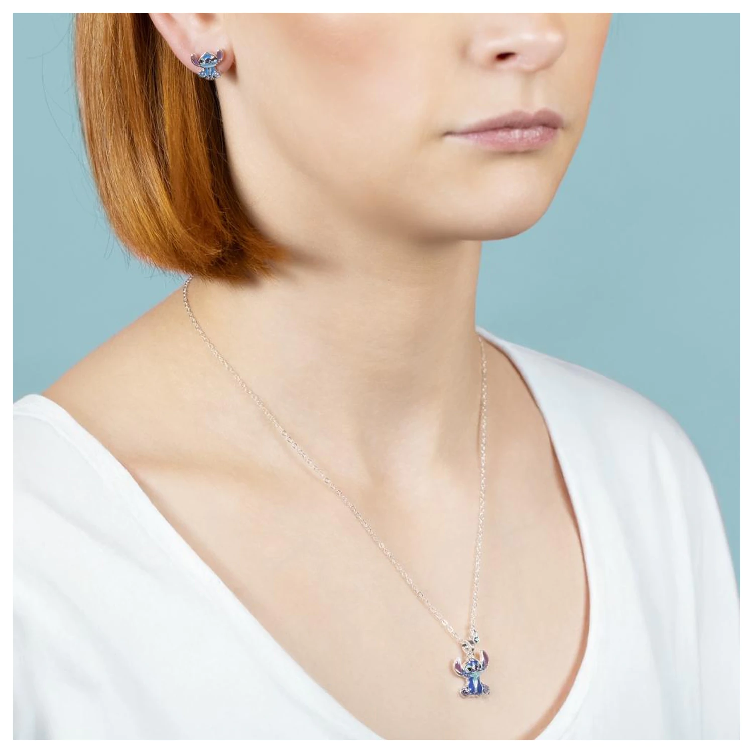 Zestaw Stitch Kolczyki i Naszyjnik Platerowany Mosiądz zdjęcie produktu