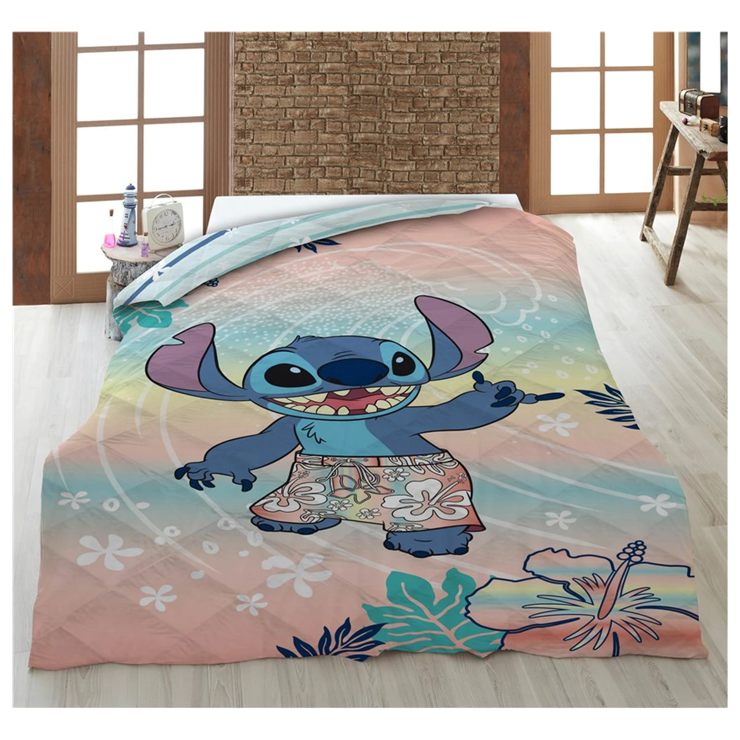 Stitch Hawaiian Dream pikowana narzuta na łóżko, poszwa na kołdrę 140x200cm zdjęcie produktu