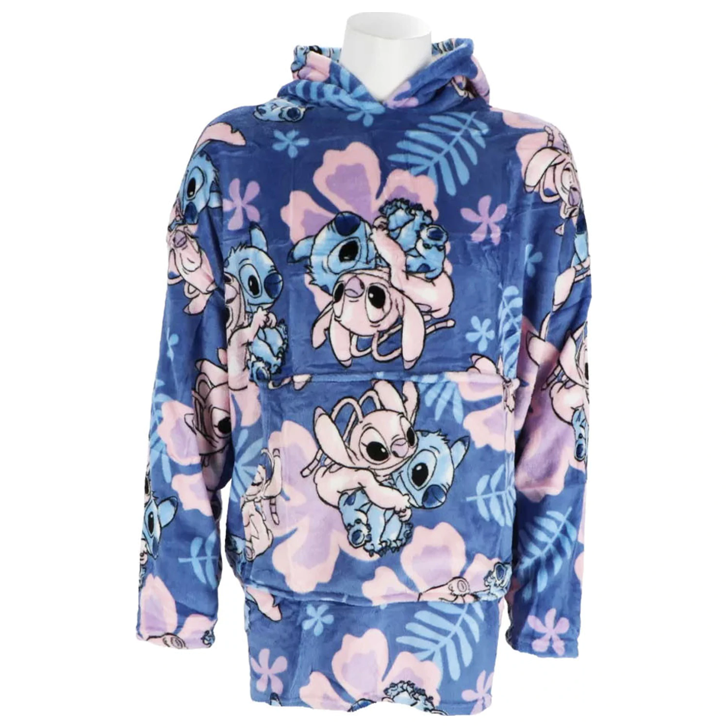 Stitch Hibiscus Koc polarowy, poncho wsuwane, pluszowe, rozmiar 3-6 lat zdjęcie produktu