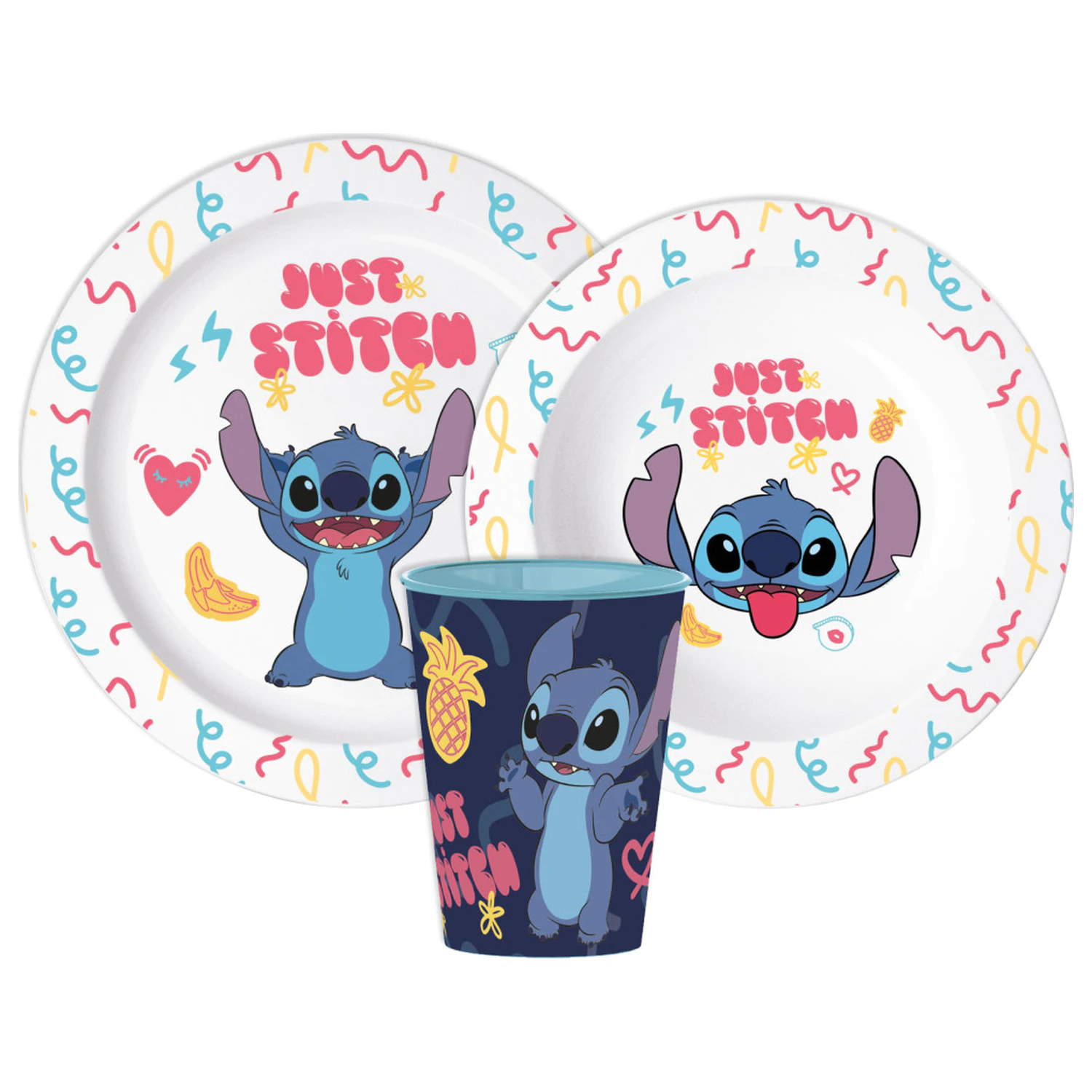 Stitch Zestaw naczyń Just, Micro Plastic Set ze szkłem zdjęcie produktu