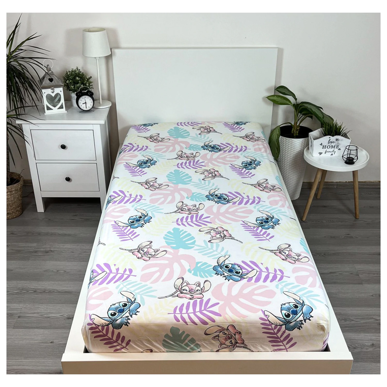 Prześcieradło z Gumką Stitch Leaves 90x200 cm zdjęcie produktu