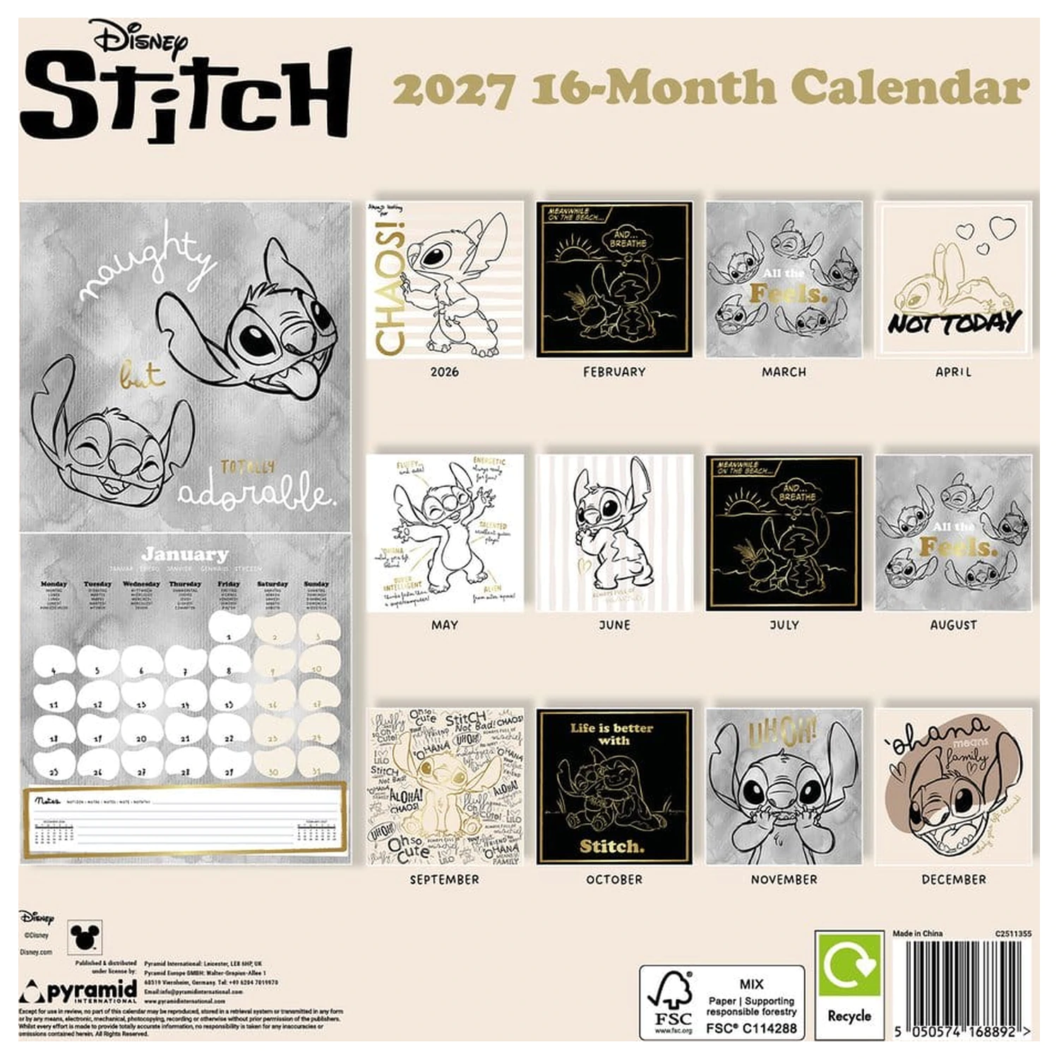 Stitch Calendar Life is Better with Stitch 2027 30 x 30 cm zdjęcie produktu