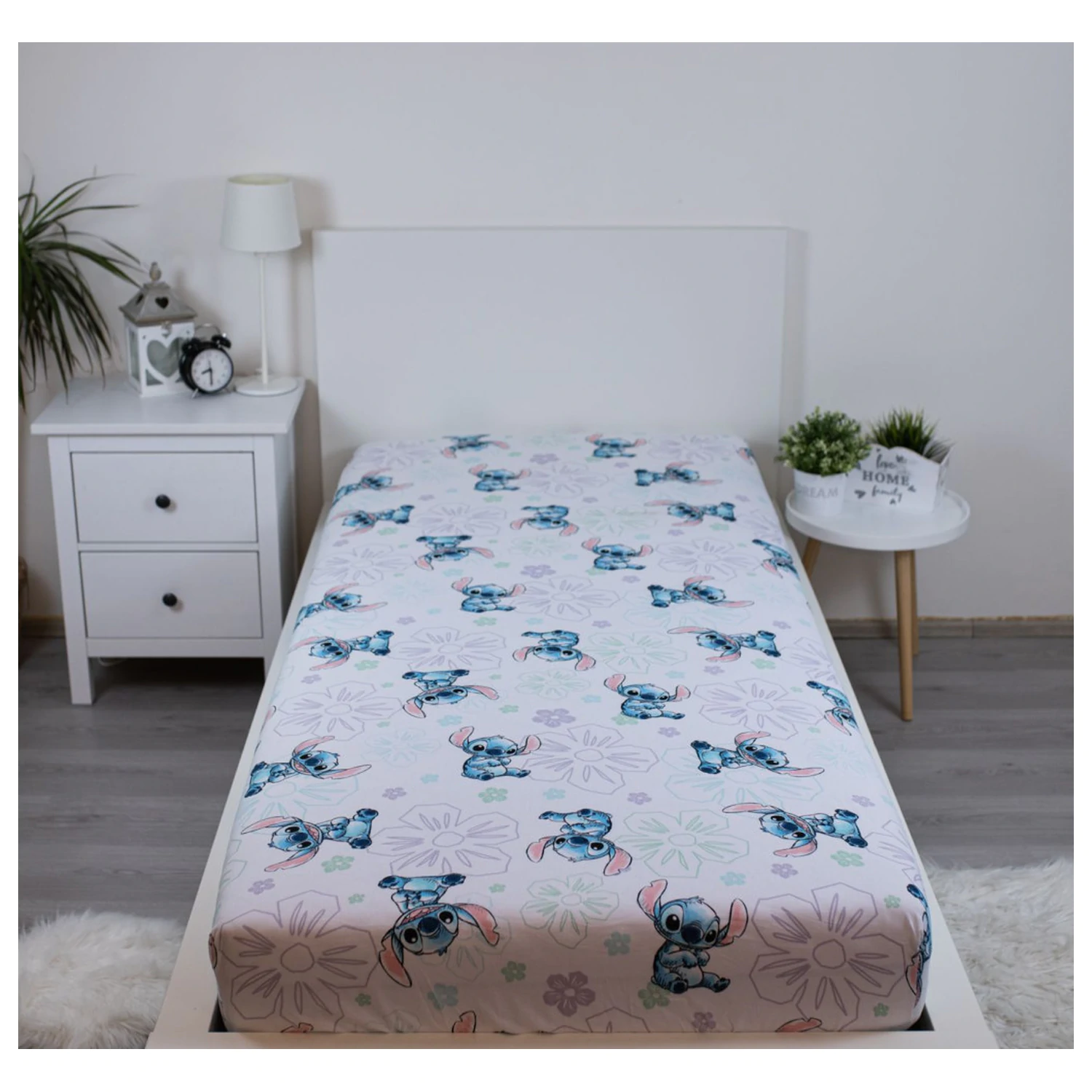 Stitch Ohana White prześcieradło z gumką 90x200 cm zdjęcie produktu