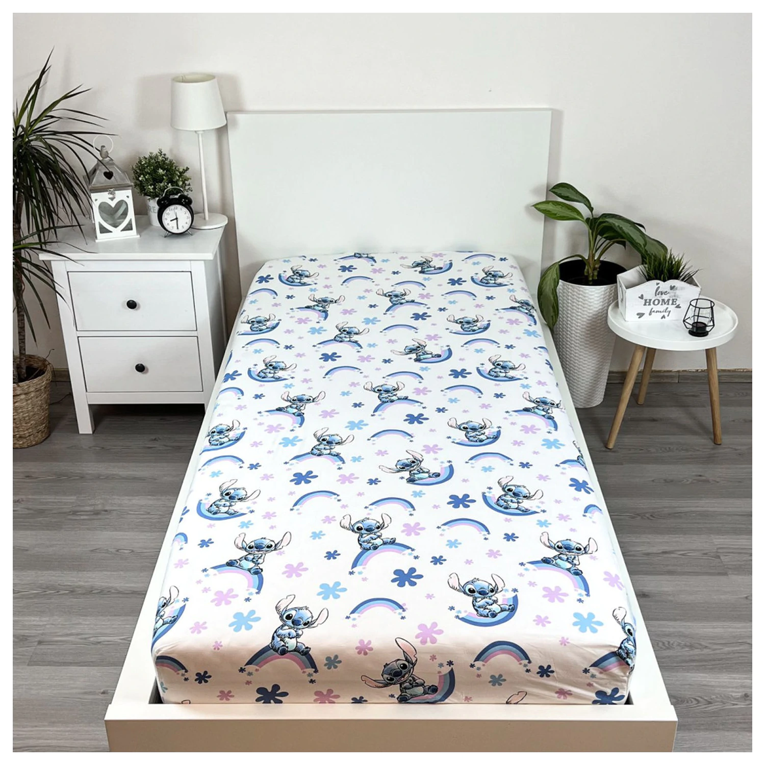 Stitch Rainbow prześcieradło z gumką 90x200 cm zdjęcie produktu