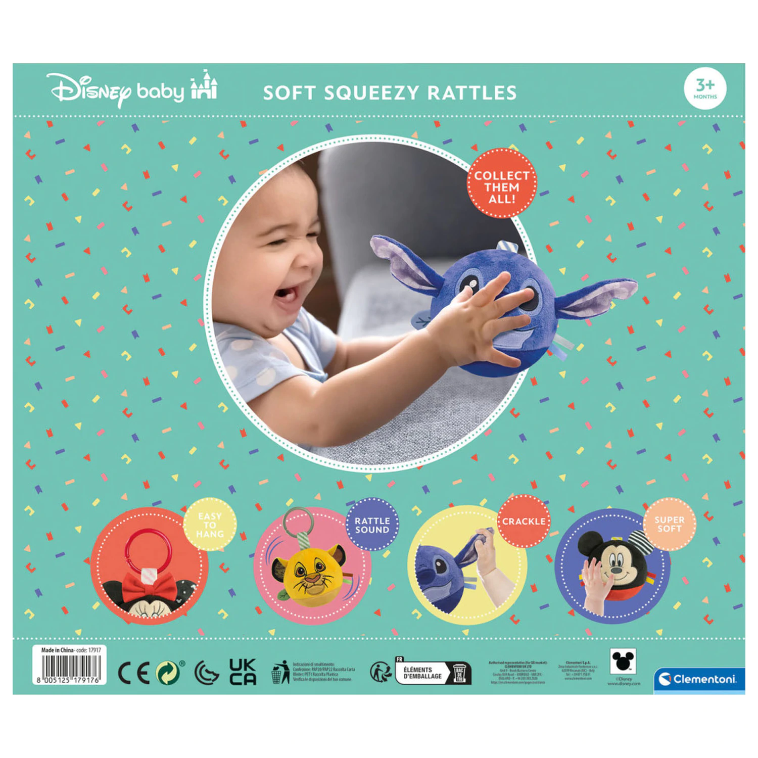 Stitch okrągła pluszowa figurka, grzechotka dla niemowląt Clementoni zdjęcie produktu