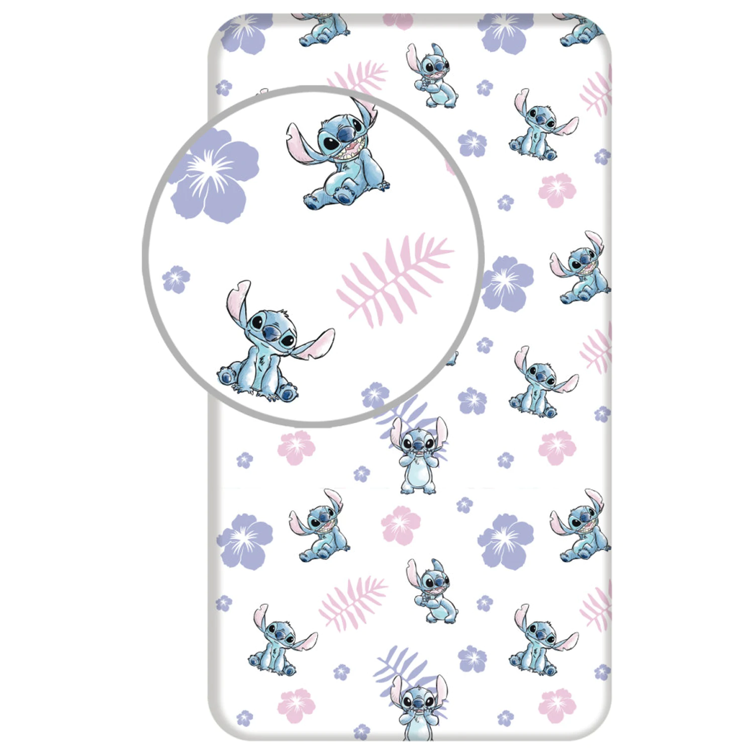 Stitch Białe prześcieradło z gumką 90x200 cm zdjęcie produktu