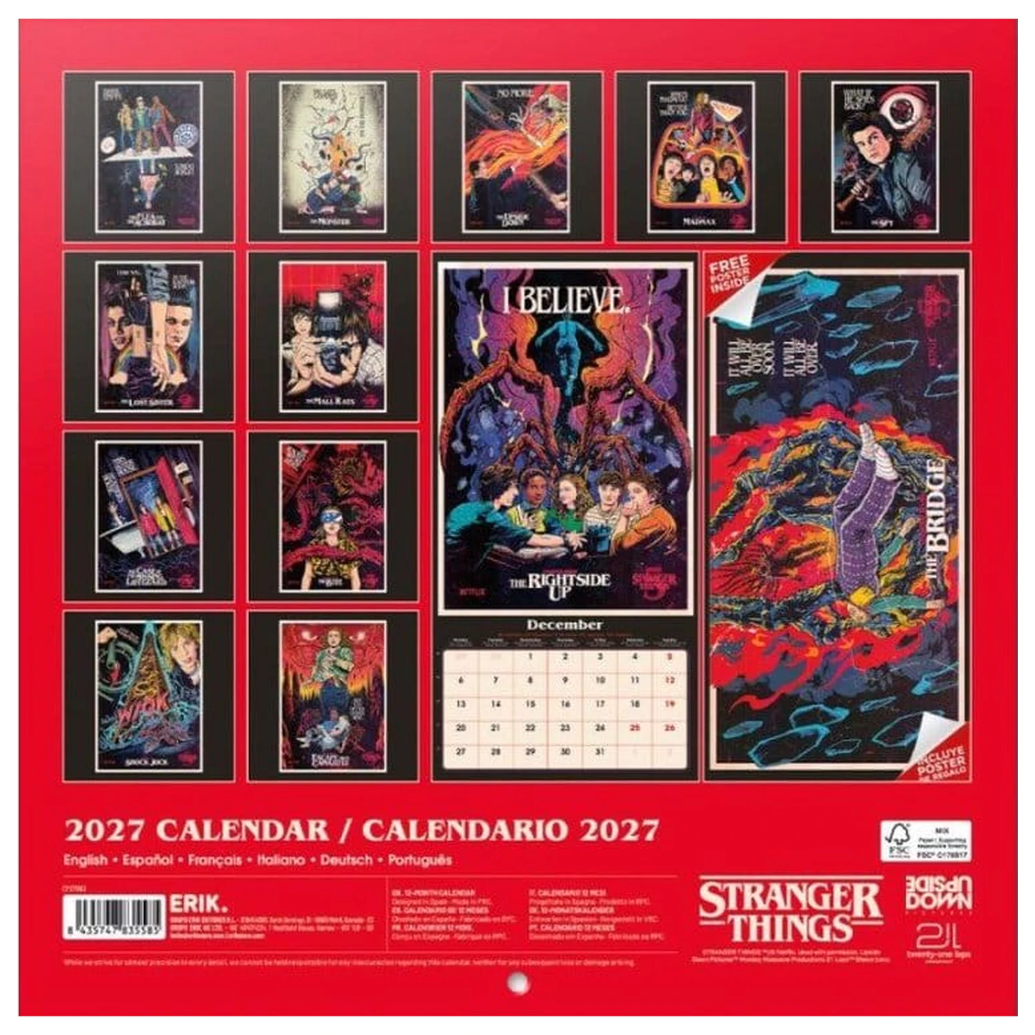 Stranger Things Kalendarz ścienny 2027 30 x 30 cm zdjęcie produktu