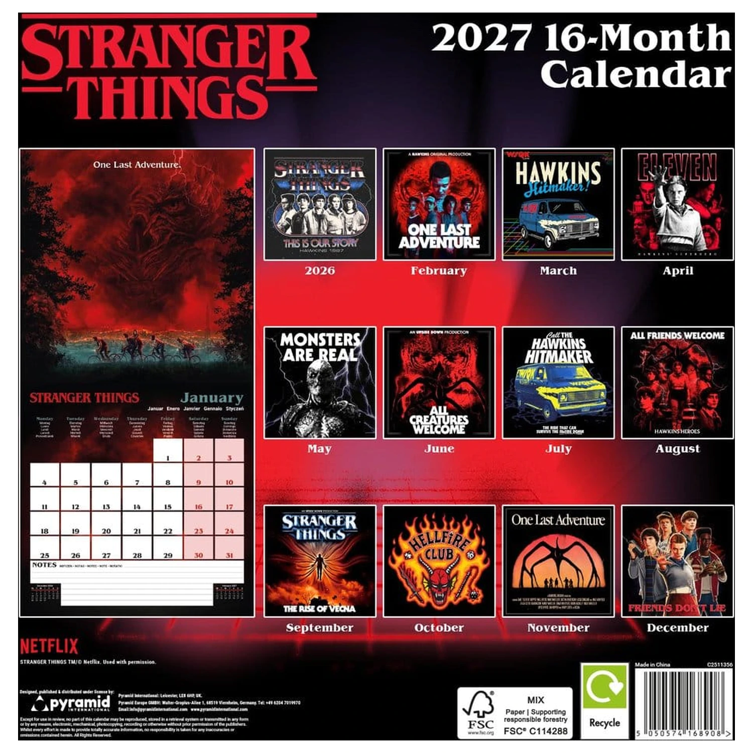 Stranger Things Kalendarz 2027 30 x 30 cm zdjęcie produktu
