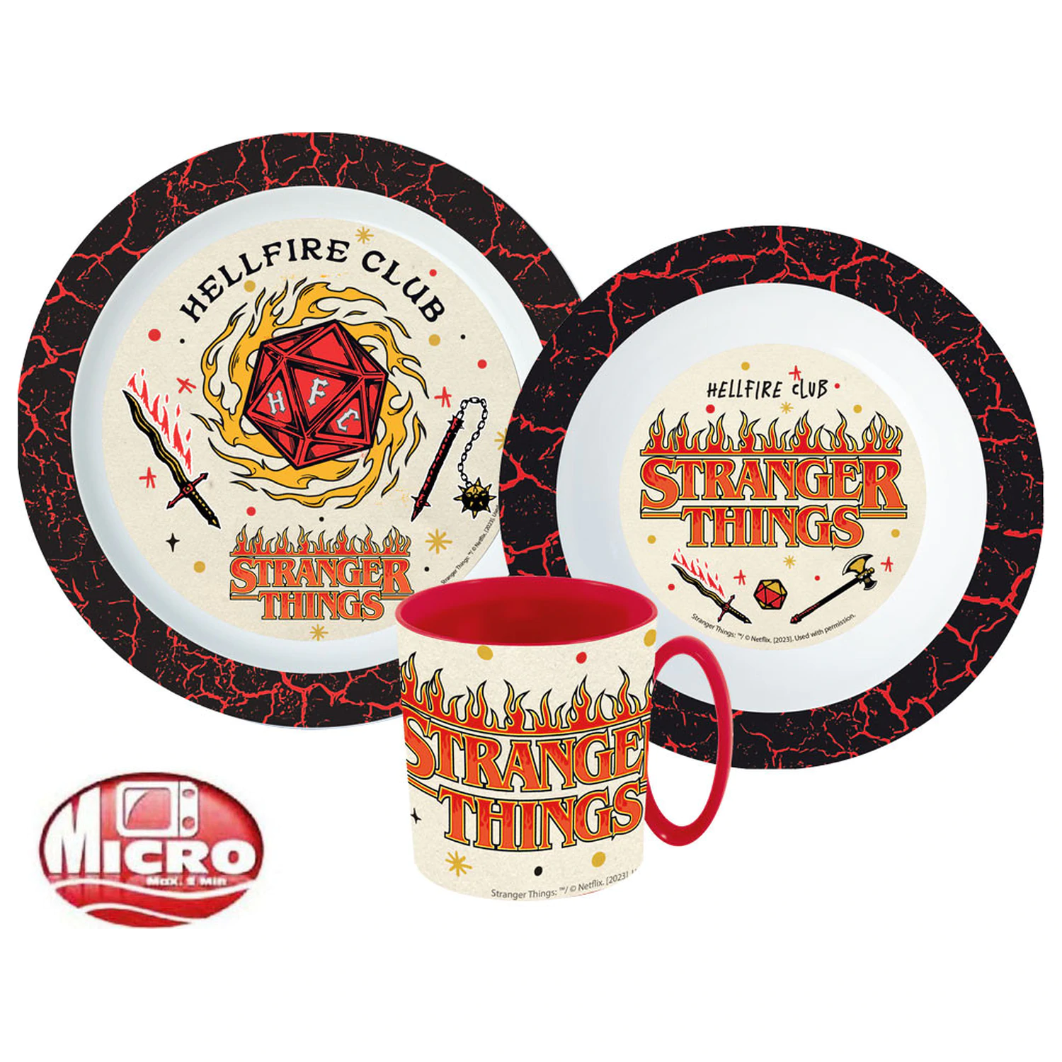 Stranger Things Upside Down Zestaw naczyń obiadowych, Zestaw z mikro plastiku z kubkiem zdjęcie produktu