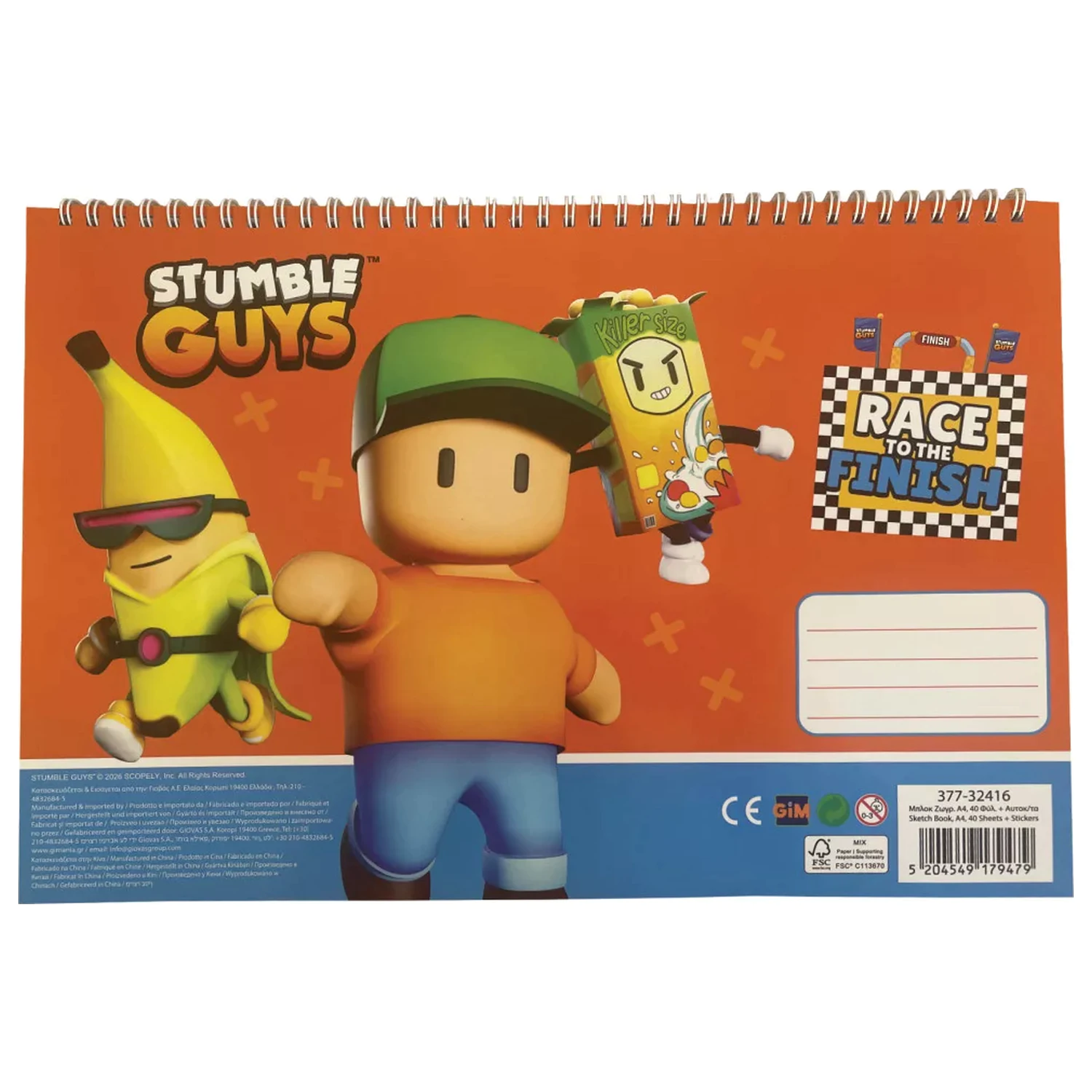 Stumble Guys Race A/4 Spirytowy Szkicownik 40 arkuszy z Naklejkami zdjęcie produktu