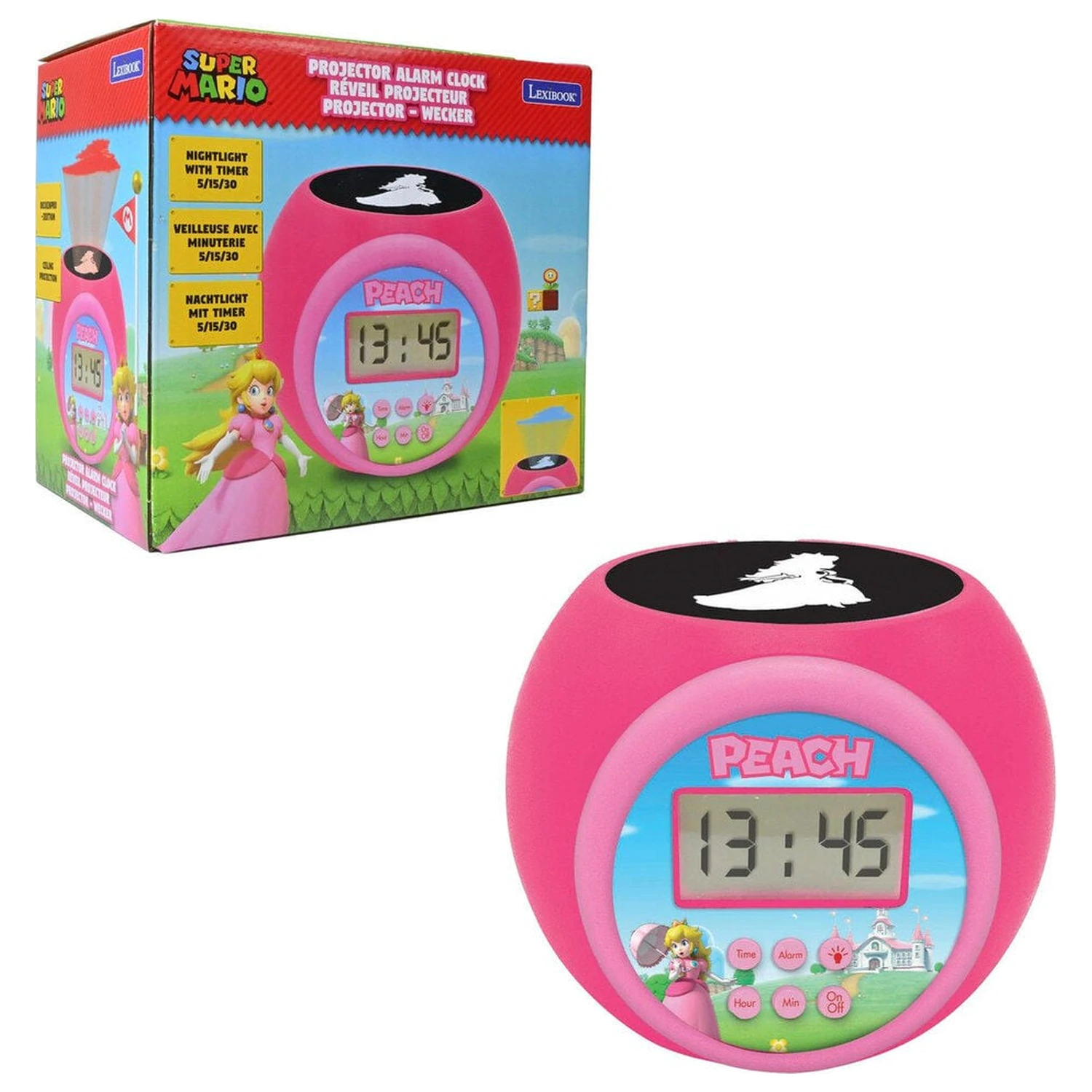 Super Mario Bros Princess Peach budzik z projektorem zdjęcie produktu