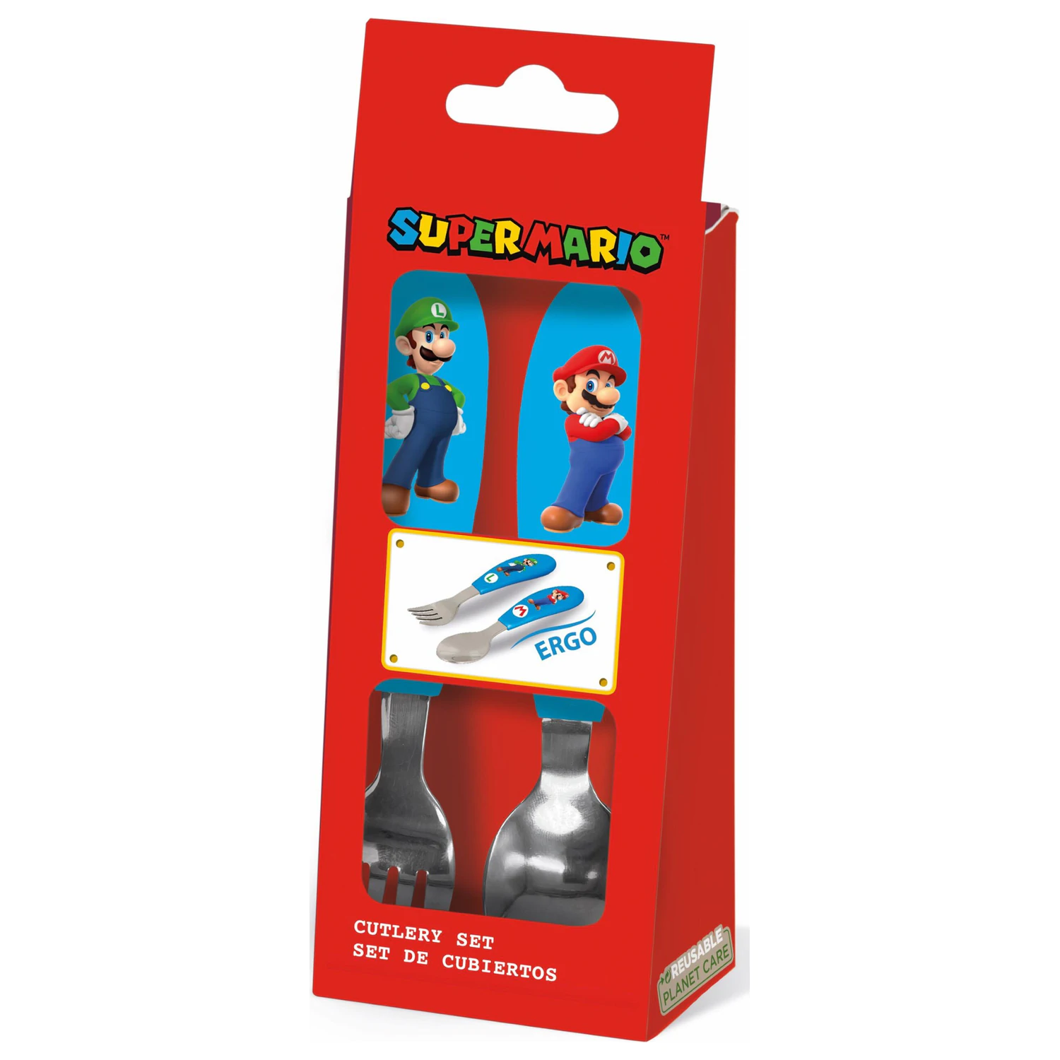 Zestaw metalowych ergonomicznych sztućców Super Mario Bros. - 2 sztuki zdjęcie produktu