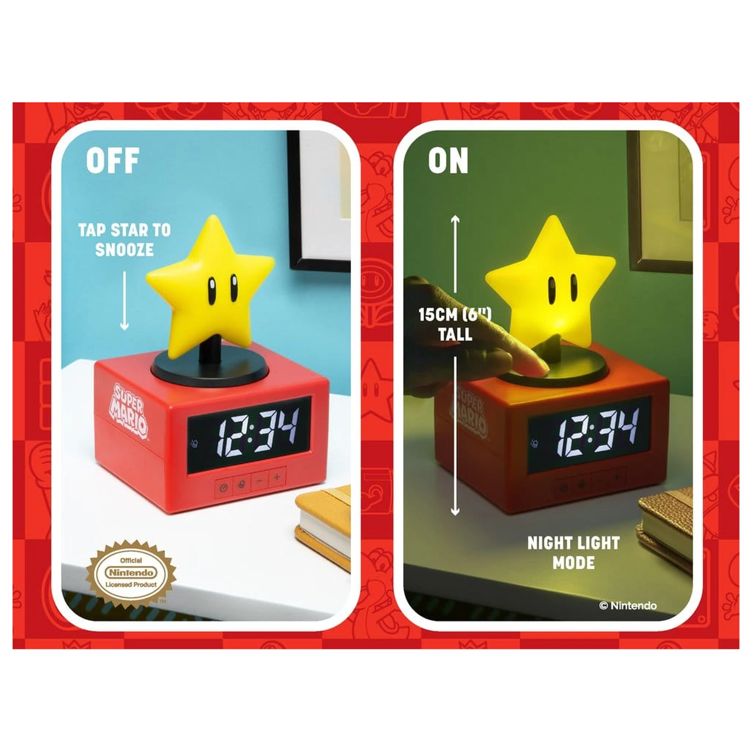 Super Mario Icon Budzik Super Star 15 cm zdjęcie produktu