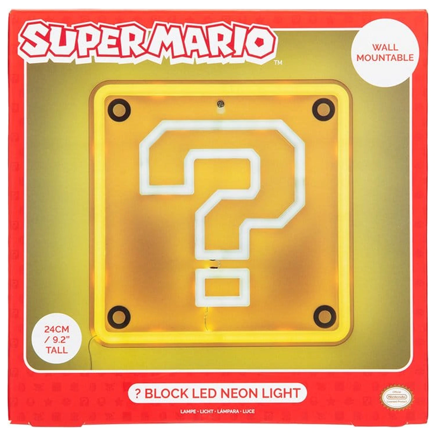 Lampa ścienna LED neon Super Mario Question Block 24 x 24 cm zdjęcie produktu