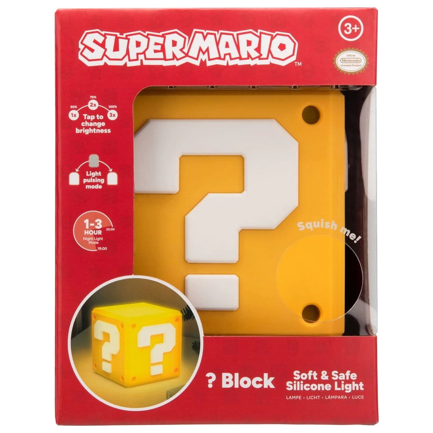 Super Mario SquishyGlo Silicon Light Question Block 13 cm zdjęcie produktu