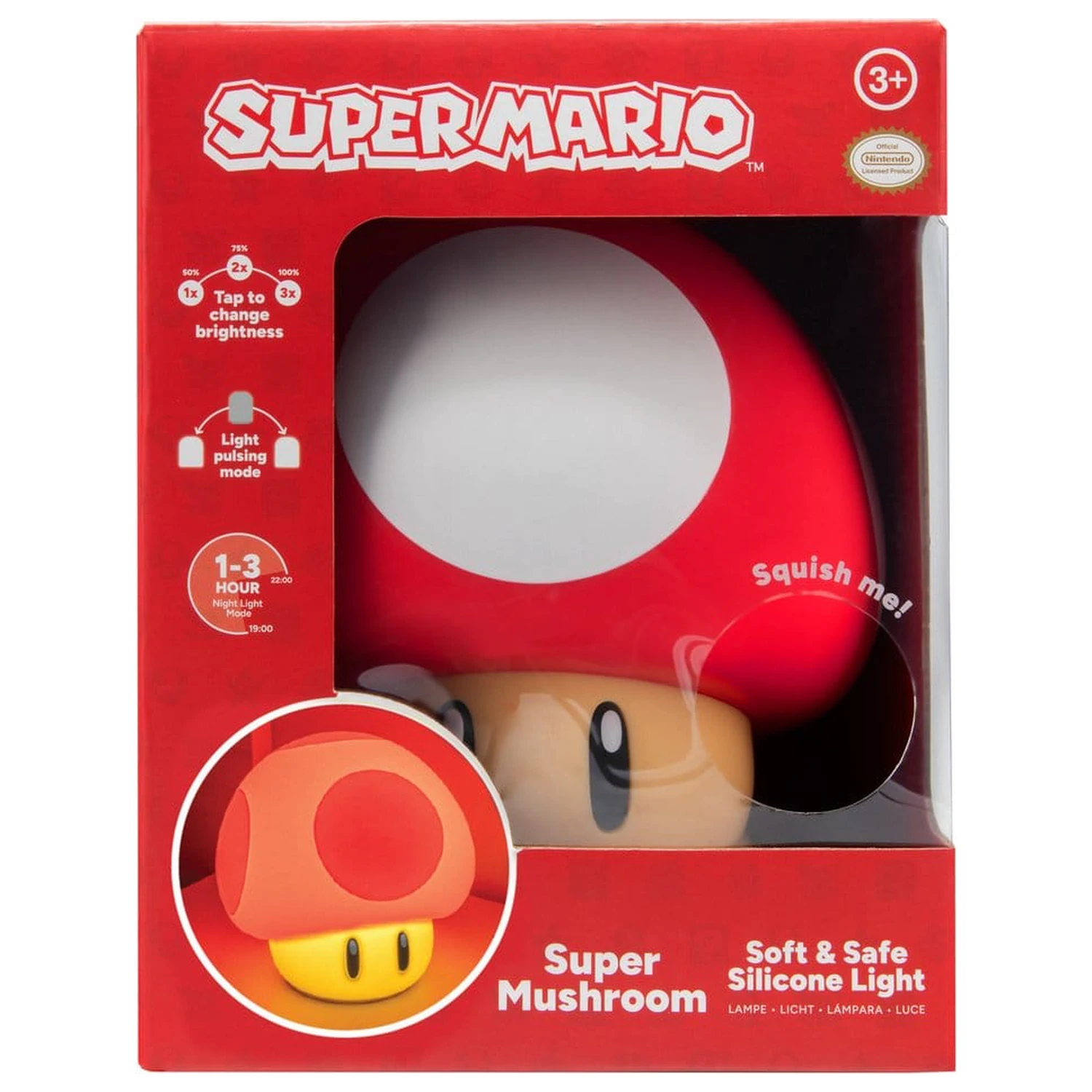 Super Mario SquishyGlo Silicon Light Super Grzyb 15 cm zdjęcie produktu