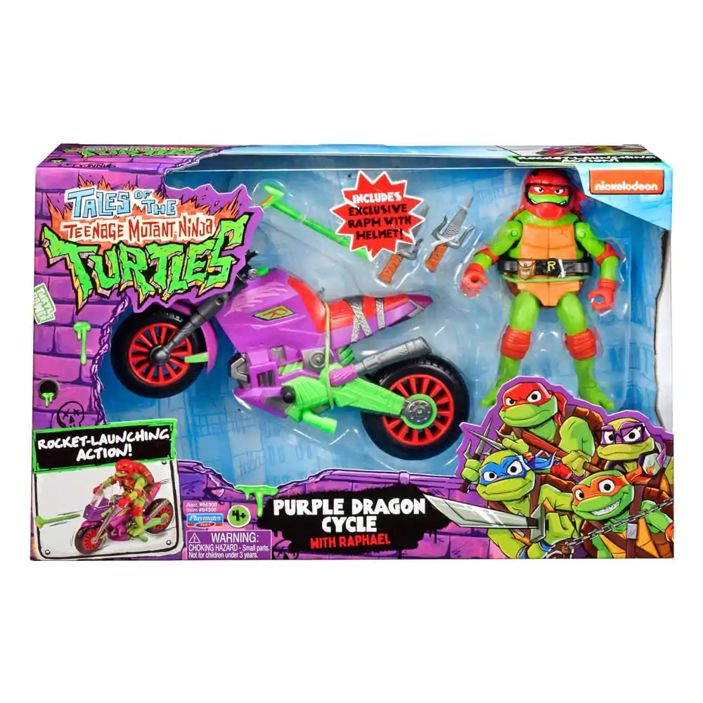 Figurka Akcji Wojownicze Żółwie Ninja z Pojazdem Raphael & Purple Dragon 12 cm zdjęcie produktu