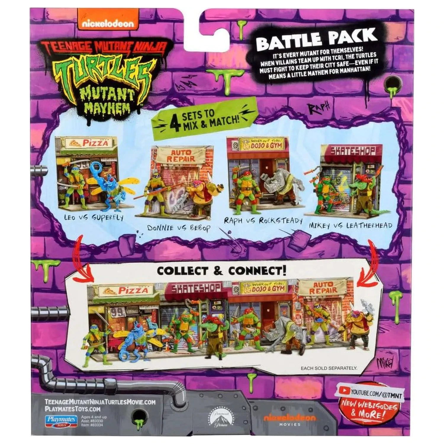 Teenage Mutant Ninja Turtles: Mutant Mayhem Battle Pack figurki akcji Raphael vs. Rocksteady 11 cm zdjęcie produktu