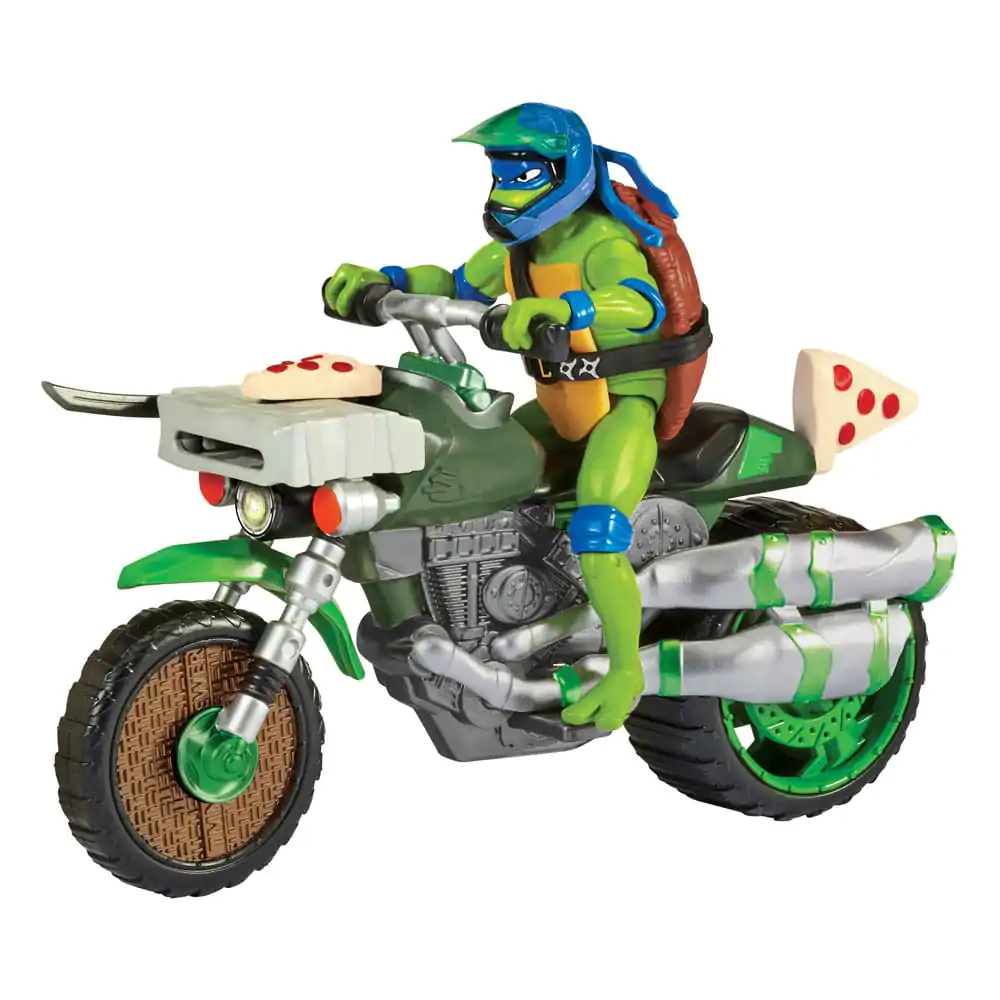 Wojownicze Żółwie Ninja: Zmutowany chaos - Figurka akcji Drive N Kick Leonardo i motocykl, 11 cm zdjęcie produktu