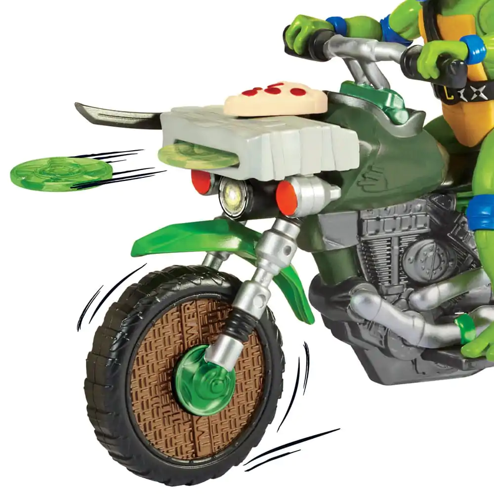 Wojownicze Żółwie Ninja: Zmutowany chaos - Figurka akcji Drive N Kick Leonardo i motocykl, 11 cm zdjęcie produktu