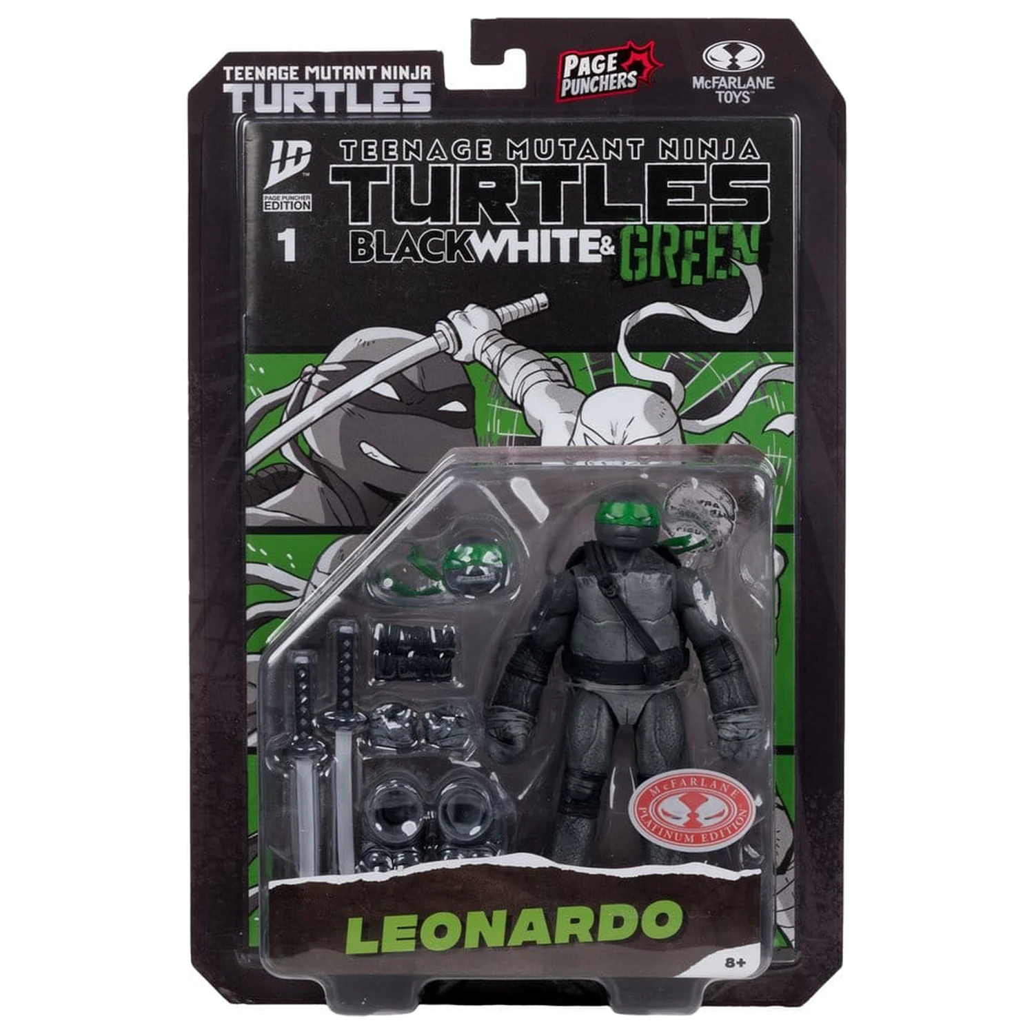 Teenage Mutant Ninja Turtles Page Punchers figurka akcji Leonardo (Black White & Green) (Red Platinum Edition) 13 cm zdjęcie produktu