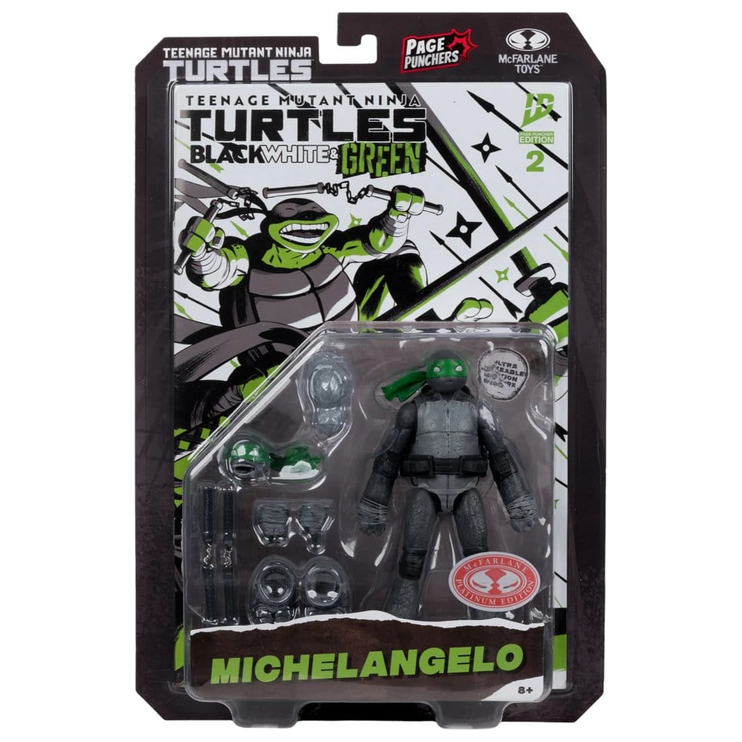 Teenage Mutant Ninja Turtles Page Punchers figurka akcji Michelangelo (Black White & Green) (Red Platinum Edition) 13 cm zdjęcie produktu