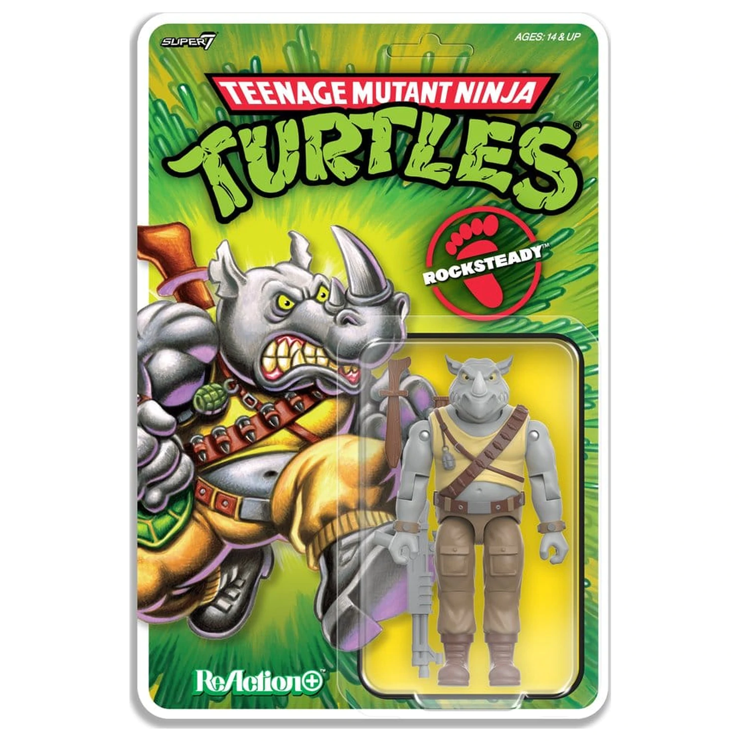 Teenage Mutant Ninja Turtles ReAction+ Figurka Akcji Fala 02 Rocksteady zdjęcie produktu