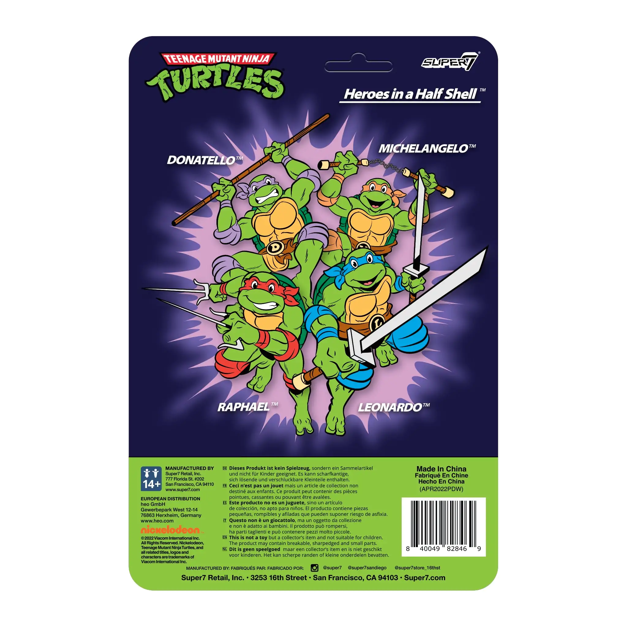 Żółwie Ninja Wojownicze Teenage Mutant Ninja Turtles ReAction Figurka Akcji Michelangelo 10 cm zdjęcie produktu