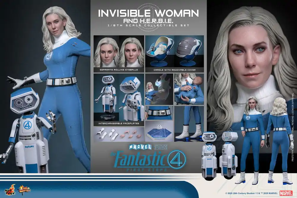 Fantastyczna Czwórka: Pierwsze Kroki Movie Masterpiece Figurka Akcji Zestaw 2 Figurek 1/6 Invisible Woman & H.E.R.B.I.E. 28 cm zdjęcie produktu