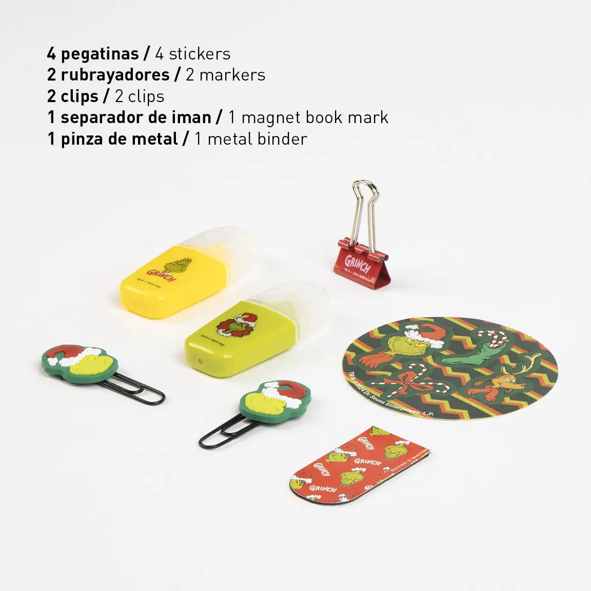 Ozdoba na choinkę Grinch z artykułami piśmienniczymi - zestaw 5 sztuk zdjęcie produktu