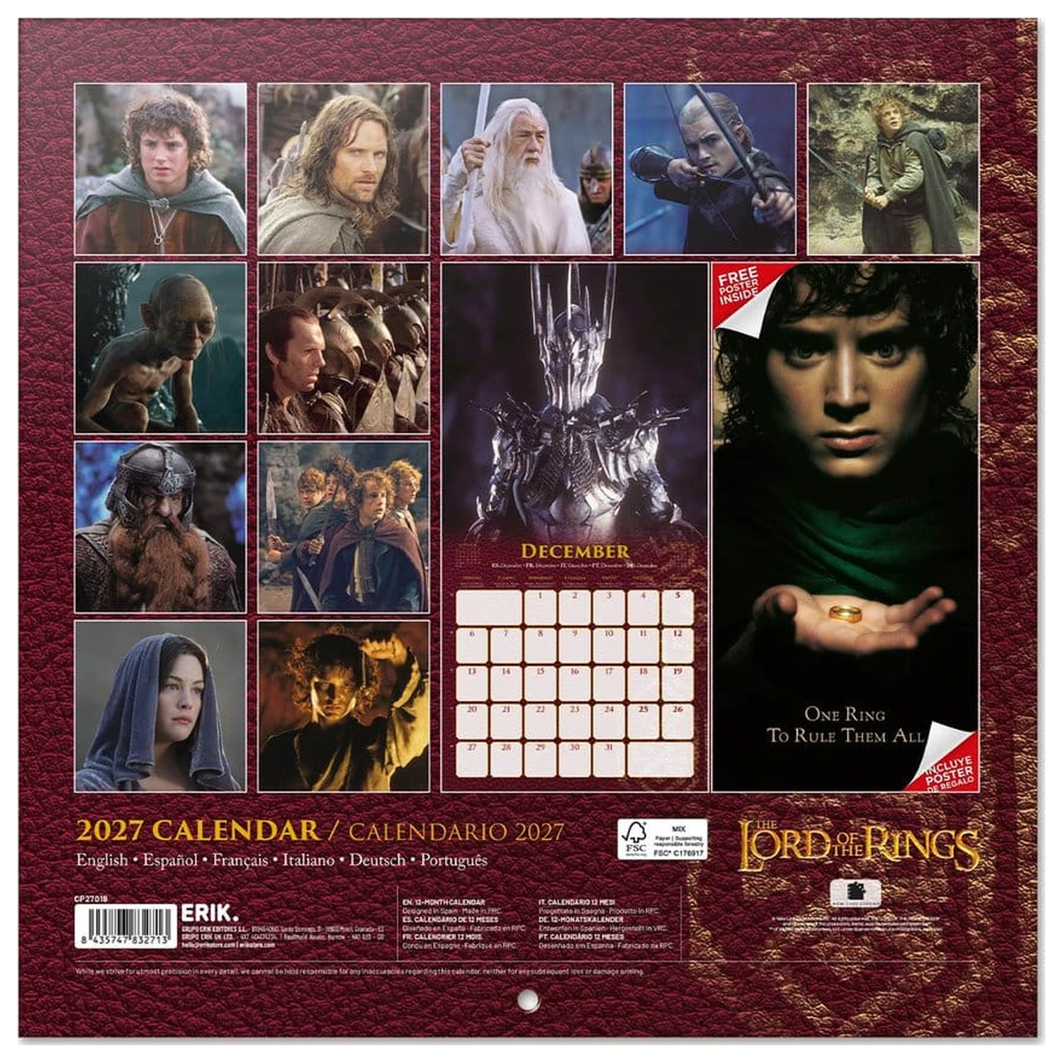 The Lord of the Rings Kalendarz ścienny 2027 30 x 30 cm zdjęcie produktu