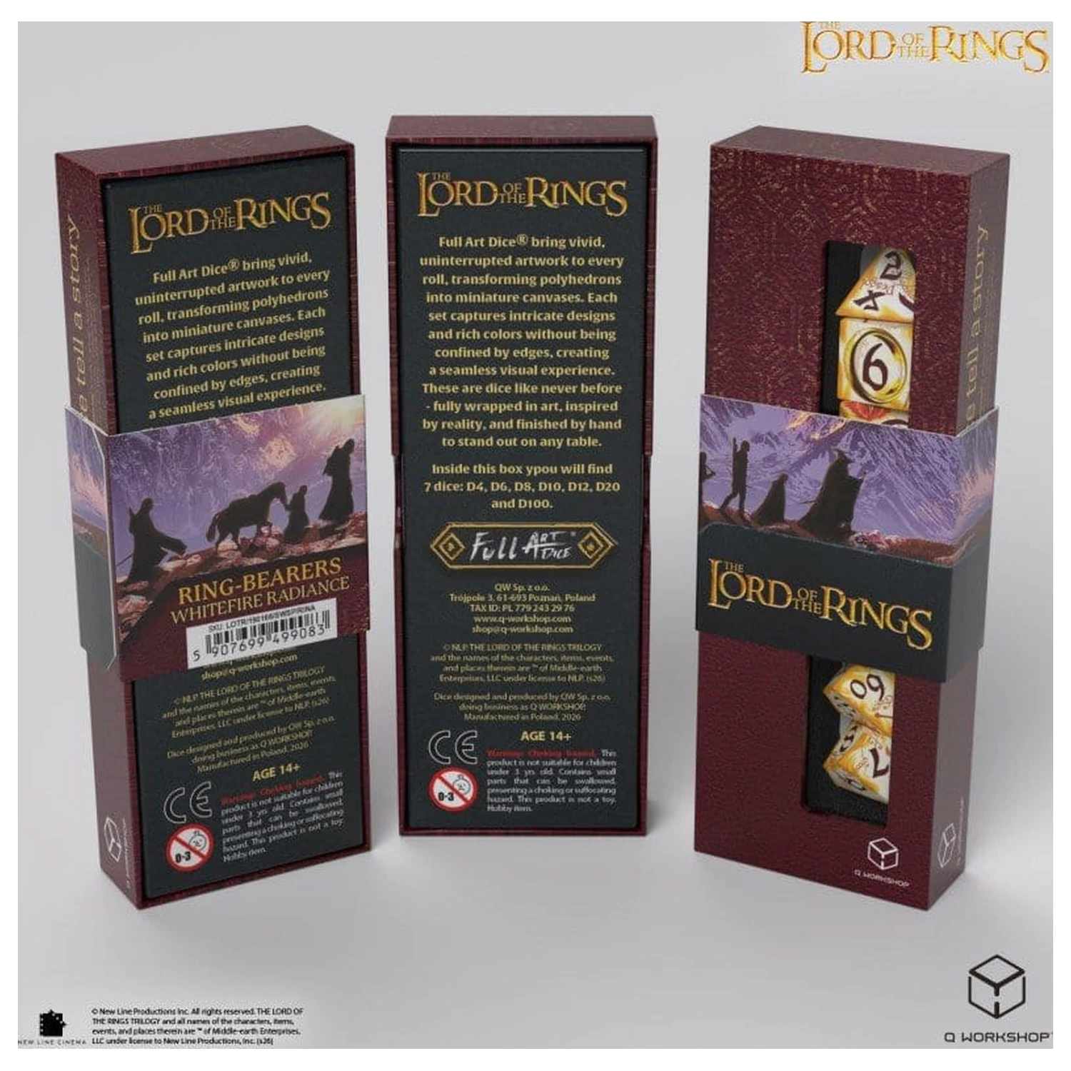 The Lord of the Rings Full Art Zestaw 7 kości z Postaciami Pierścienia (Whitefire Radiance) zdjęcie produktu
