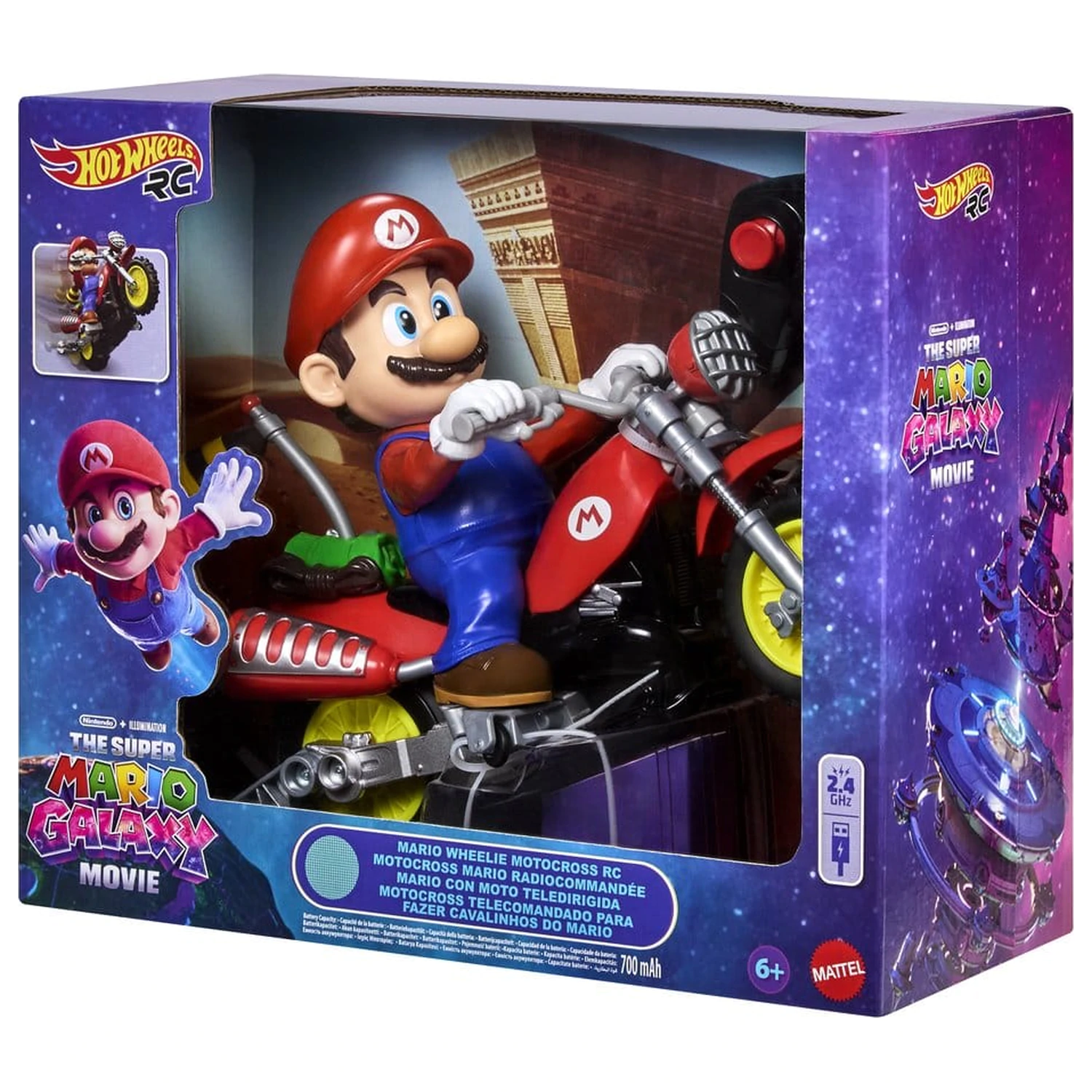 The Super Mario Galaxy Movie Hot Wheels RC Pojazd Mario Wheelie Motocross zdjęcie produktu