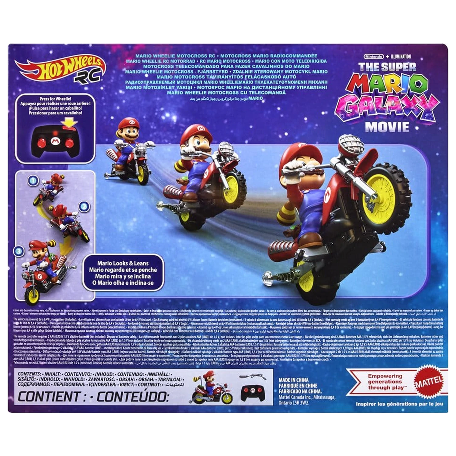 The Super Mario Galaxy Movie Hot Wheels RC Pojazd Mario Wheelie Motocross zdjęcie produktu