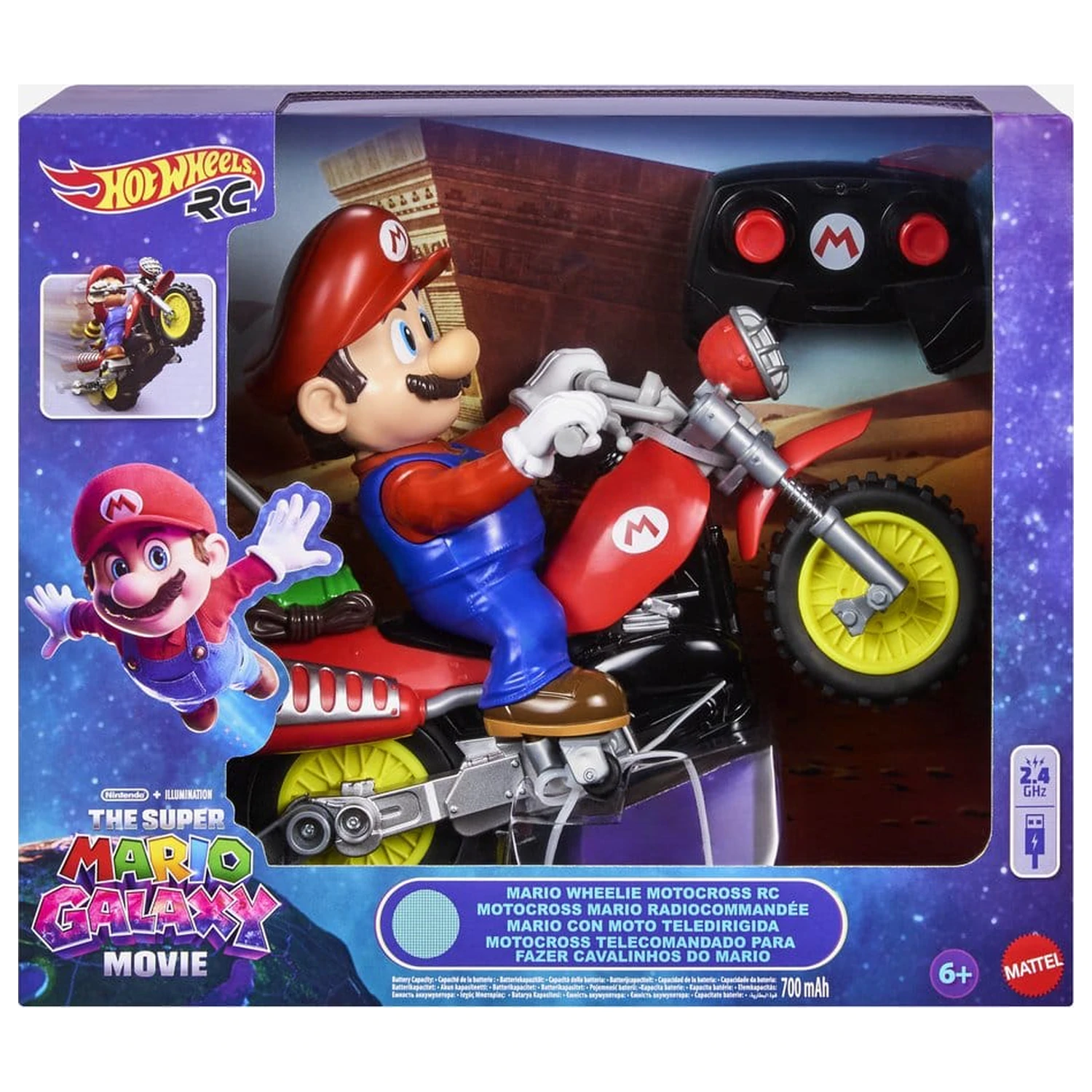 The Super Mario Galaxy Movie Hot Wheels RC Pojazd Mario Wheelie Motocross zdjęcie produktu