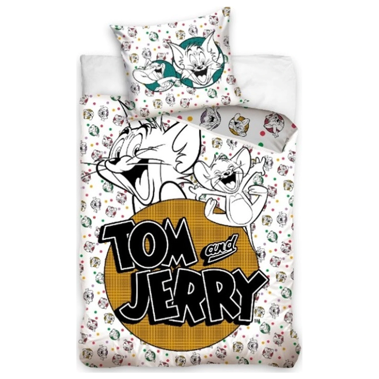 Tom and Jerry biała poszwa na kołdrę 140x200cm, 70x90cm zdjęcie produktu