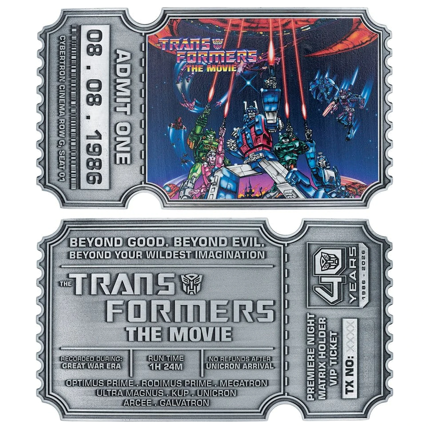 Transformers Replica The Movie 40th Anniversary Movie Ticket Limited Edition 9 x 16 cm zdjęcie produktu