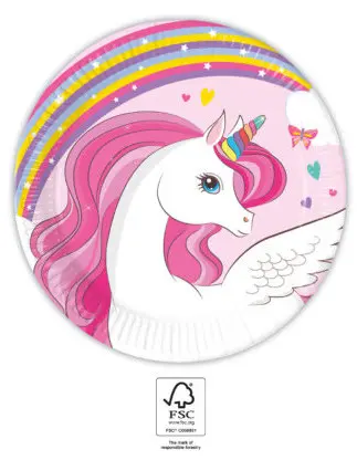 Talerze papierowe Unicorn Rainbow Colors, Talerze papierowe Unicorn 8 sztuk 20 cm FSC zdjęcie produktu