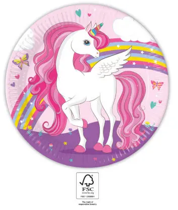 Talerze papierowe Unicorn Rainbow Colors, 8 szt. 23 cm FSC zdjęcie produktu