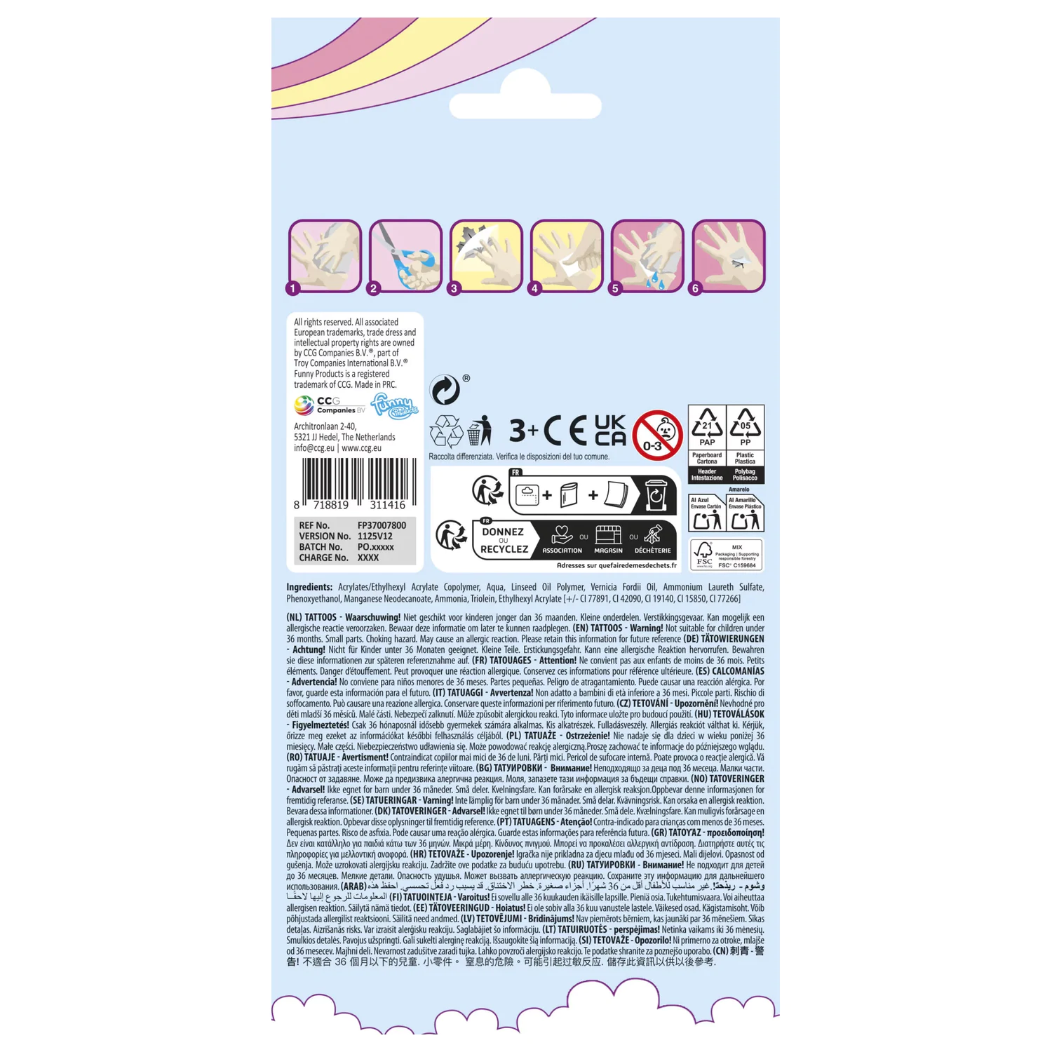 Unicorn Pastel Tattoo, zestaw 12 sztuk zdjęcie produktu
