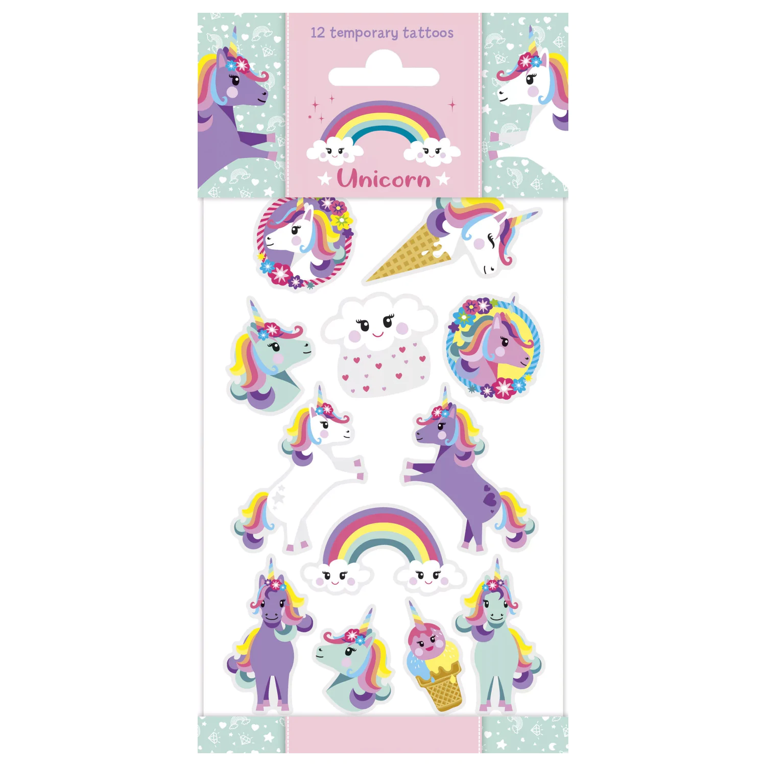 Tatuaż Unicorn Rainbow, 12 sztuk zdjęcie produktu