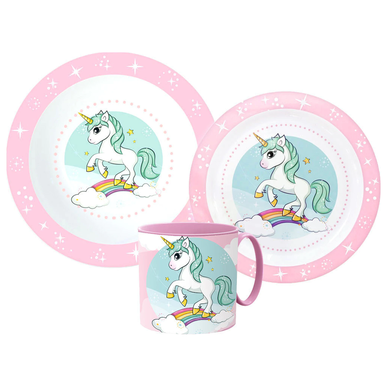 Unicorn Range Zestaw naczyń stołowych, Micro Plastic Set z kubkiem zdjęcie produktu