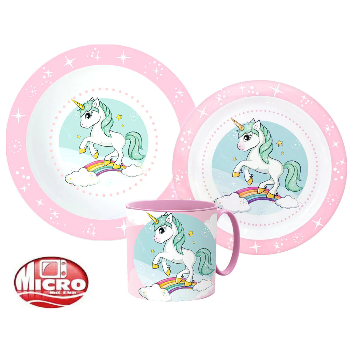 Unicorn Range Zestaw naczyń stołowych, Micro Plastic Set z kubkiem zdjęcie produktu