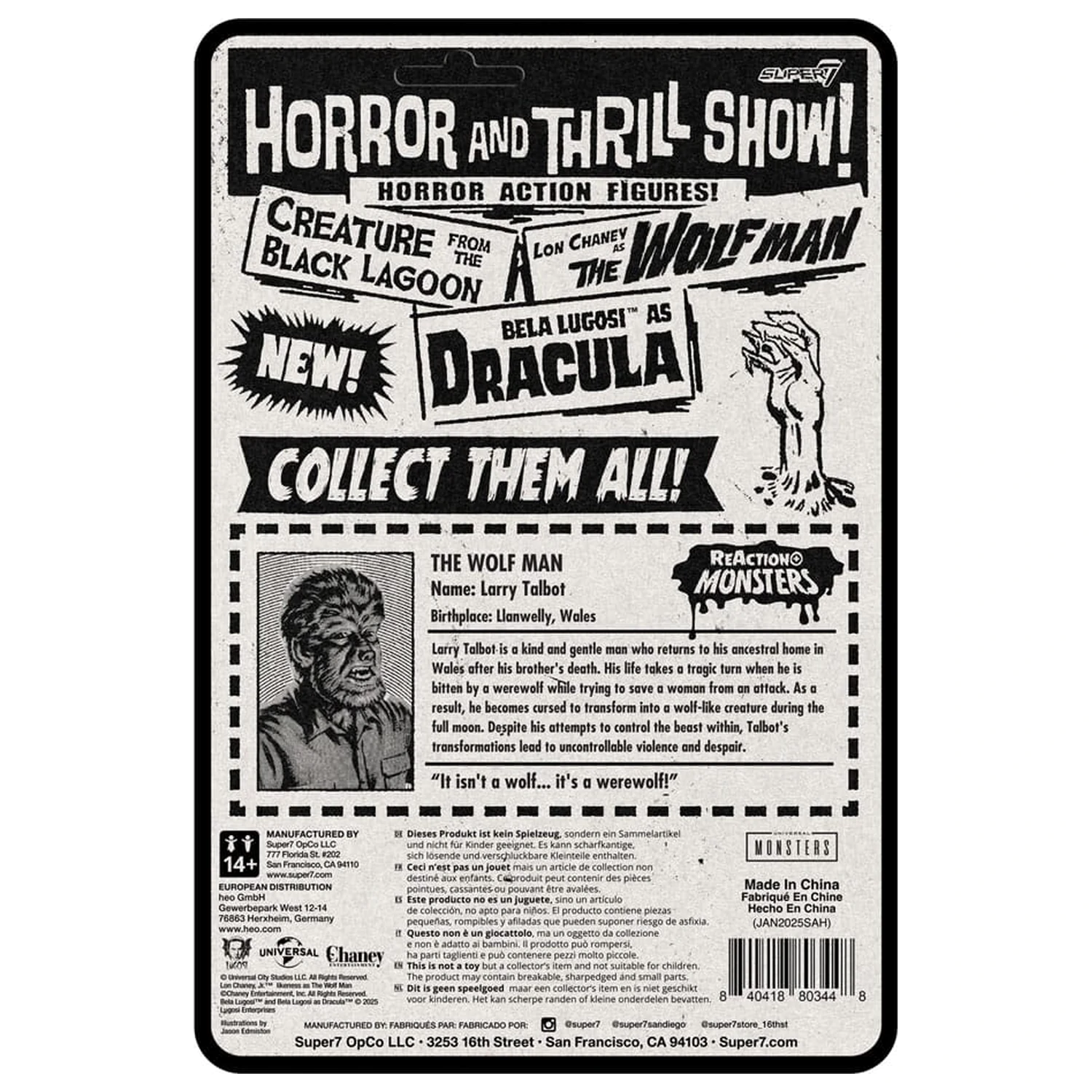 Universal Monsters ReAction+ Action Figure Wave 1 The Wolf Man 10 cm zdjęcie produktu