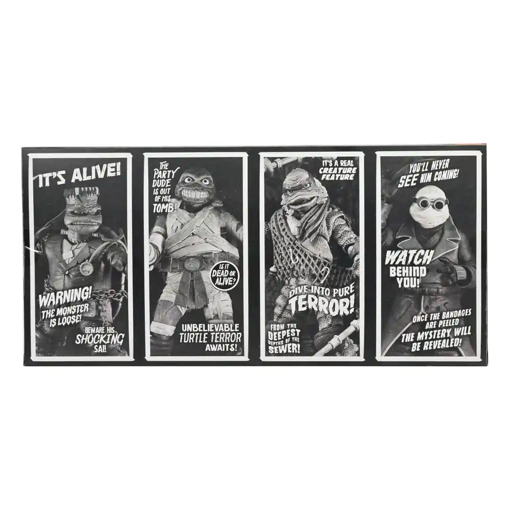 Universal Monsters x Teenage Mutant Ninja Turtles Figurki Akcji 4-Pack Żółwie Czarno-Białe 18 cm zdjęcie produktu